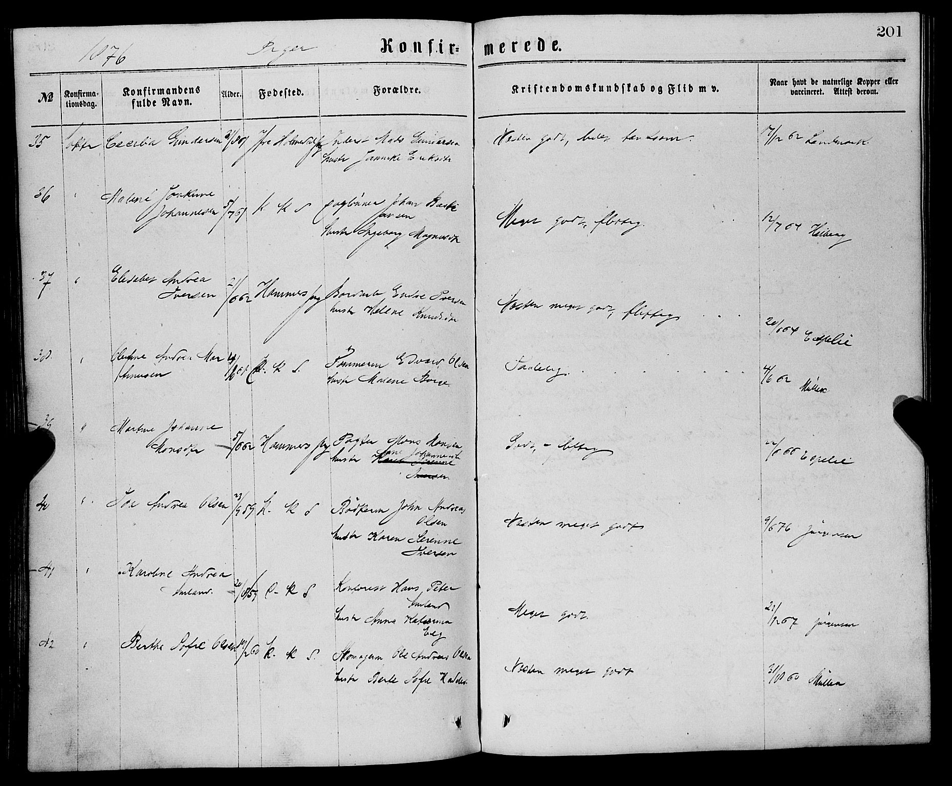 Sandviken Sokneprestembete, AV/SAB-A-77601/H/Ha/L0001: Parish register (official) no. A 1, 1867-1877, p. 201