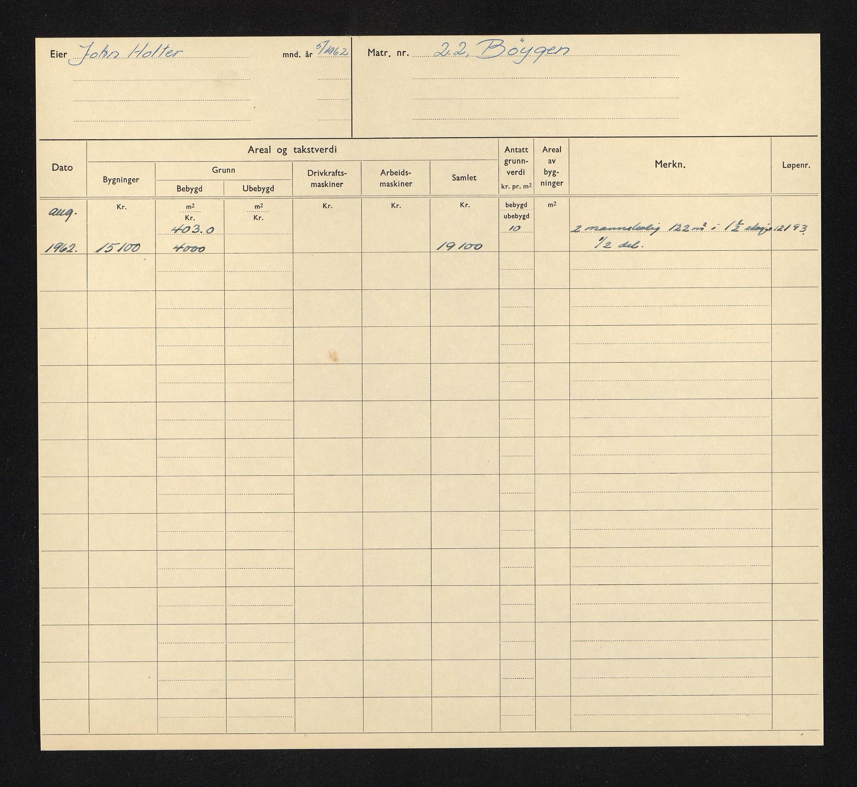 Stavanger kommune. Skattetakstvesenet, BYST/A-0440/F/Fa/Faa/L0008/0003: Skattetakstkort / Bøygen 21 - 44