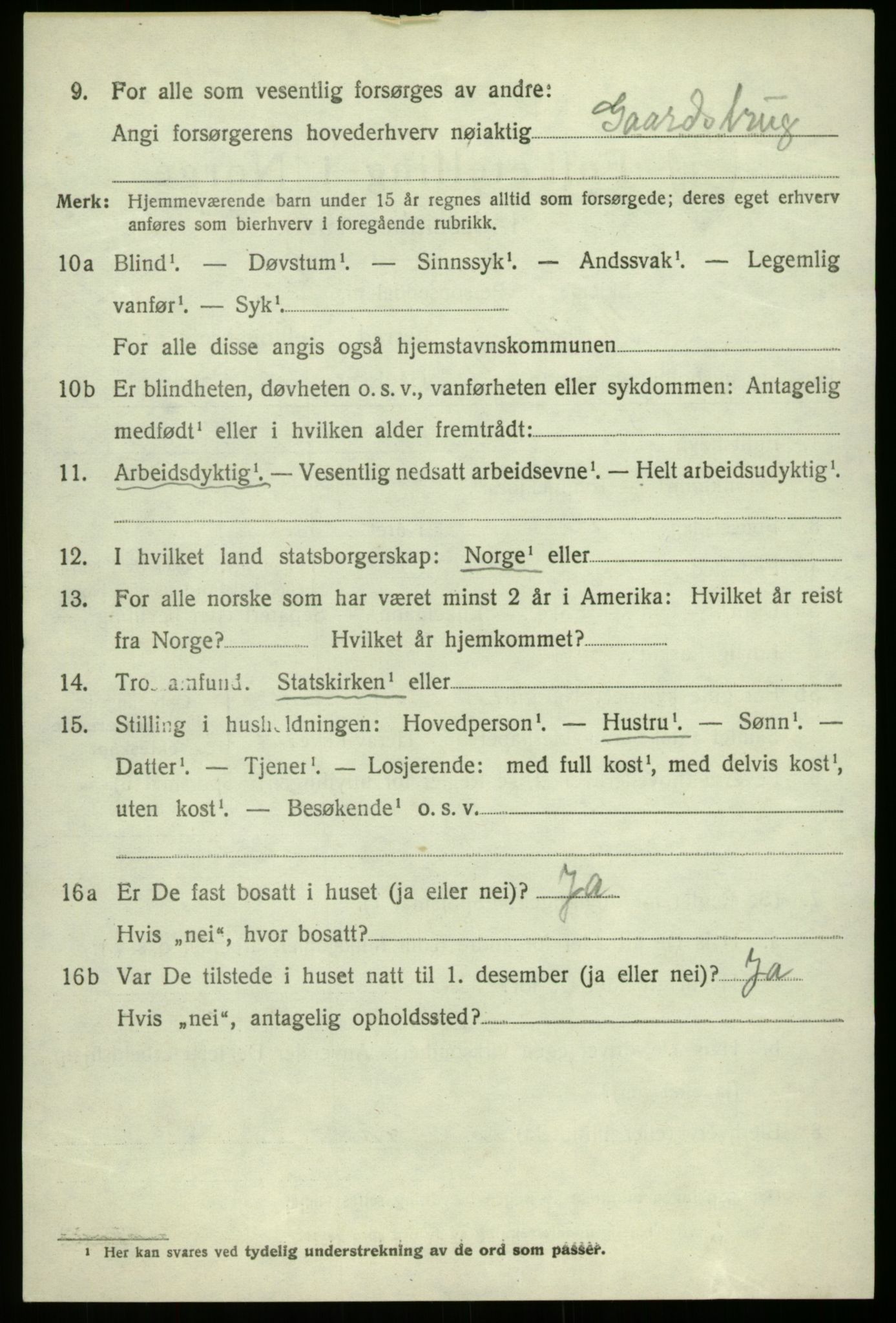 SAB, 1920 census for Haus, 1920, p. 5458