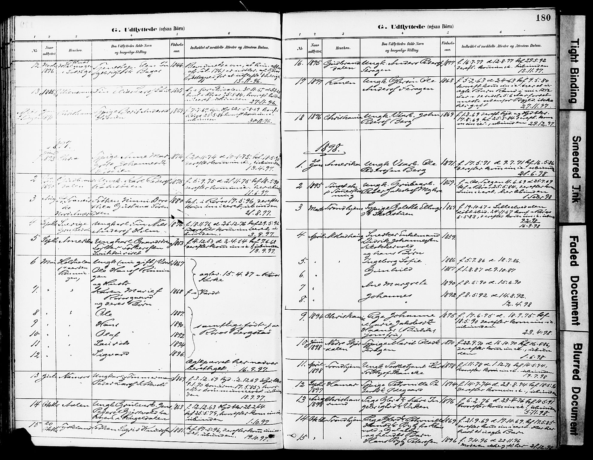 Ministerialprotokoller, klokkerbøker og fødselsregistre - Sør-Trøndelag, SAT/A-1456/681/L0935: Parish register (official) no. 681A13, 1890-1898, p. 180