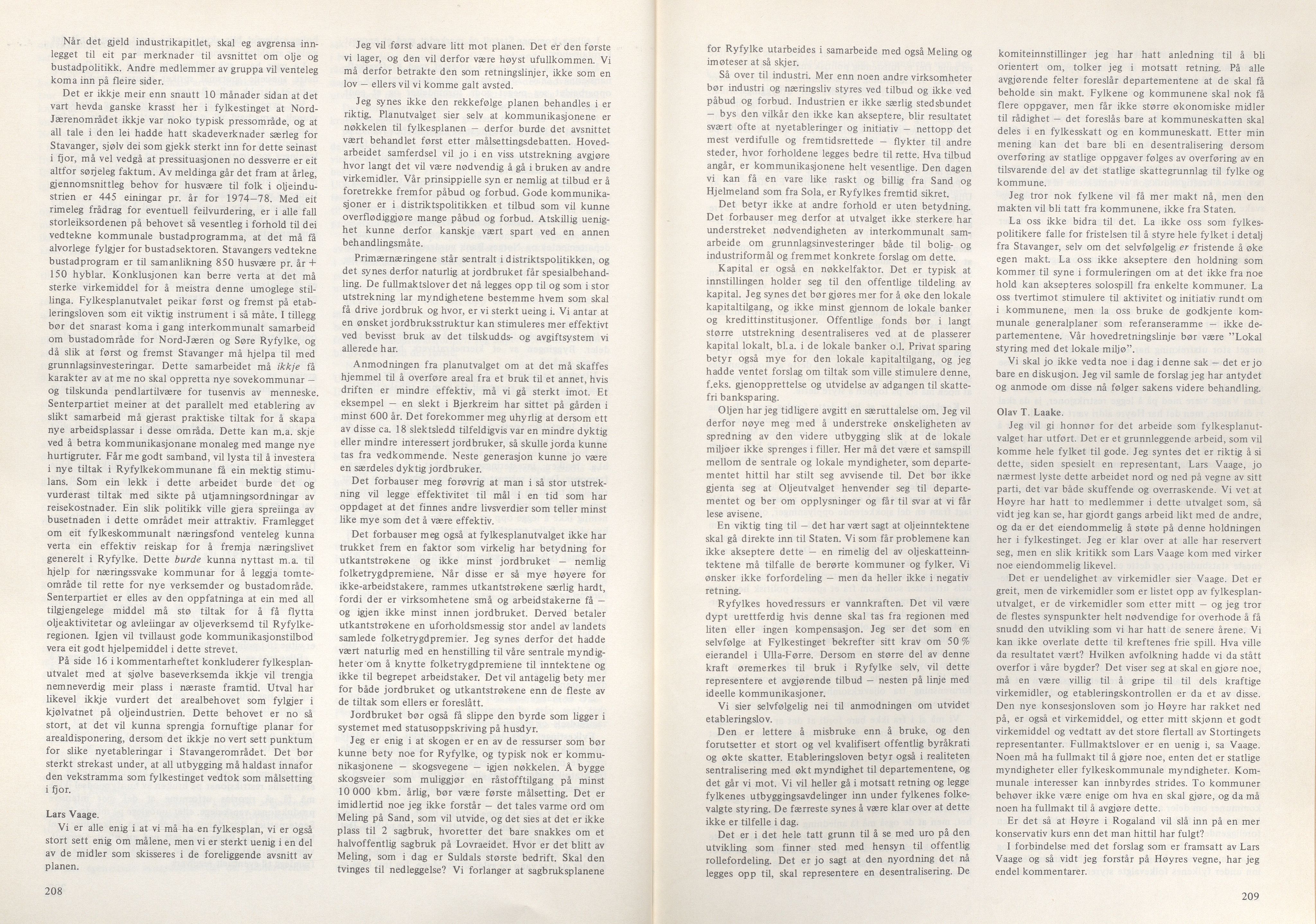 Rogaland fylkeskommune - Fylkesrådmannen , IKAR/A-900/A/Aa/Aaa/L0094: Møtebok , 1974, p. 208-209