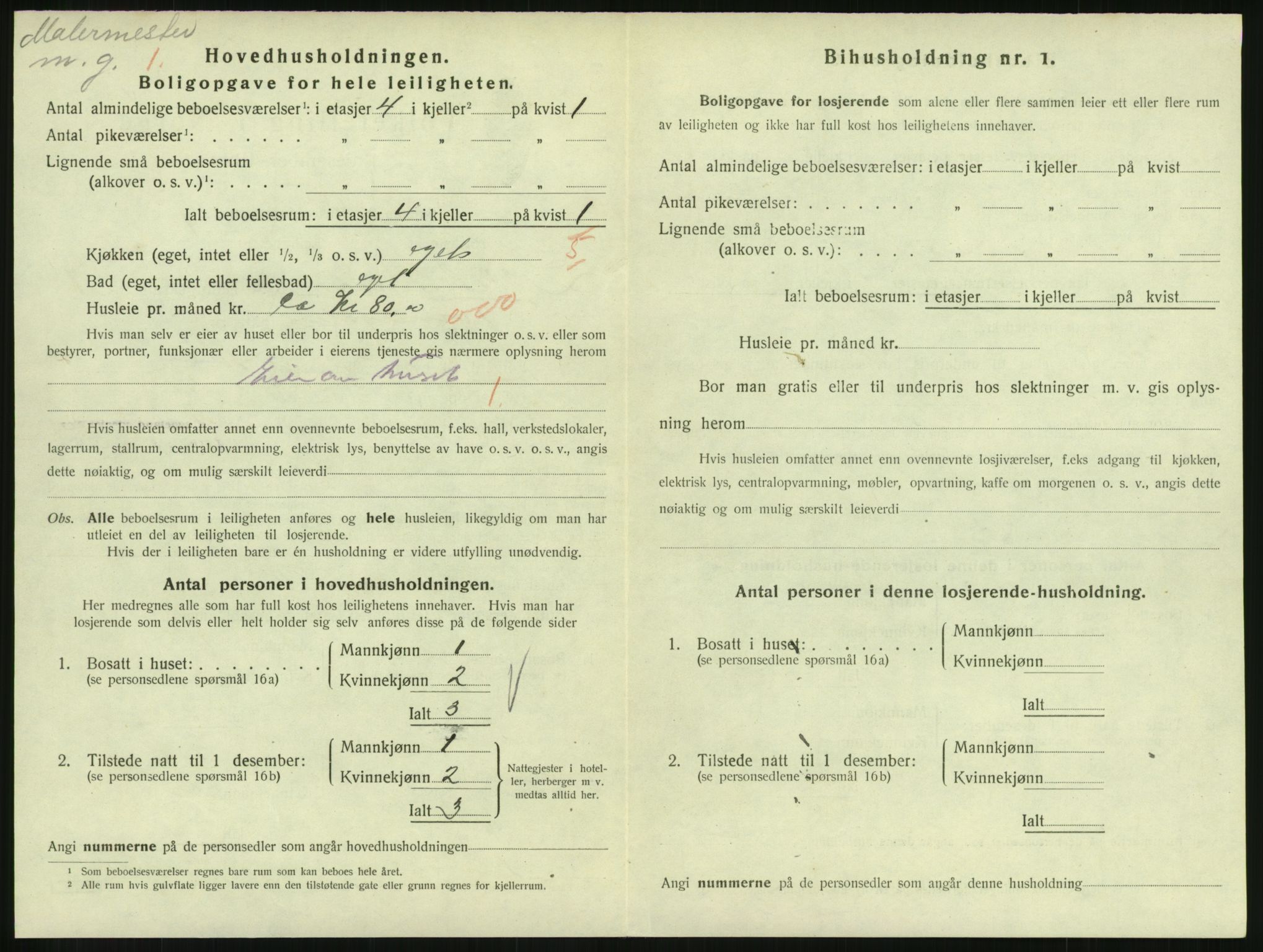 SAH, 1920 census for Lillehammer, 1920, p. 2749