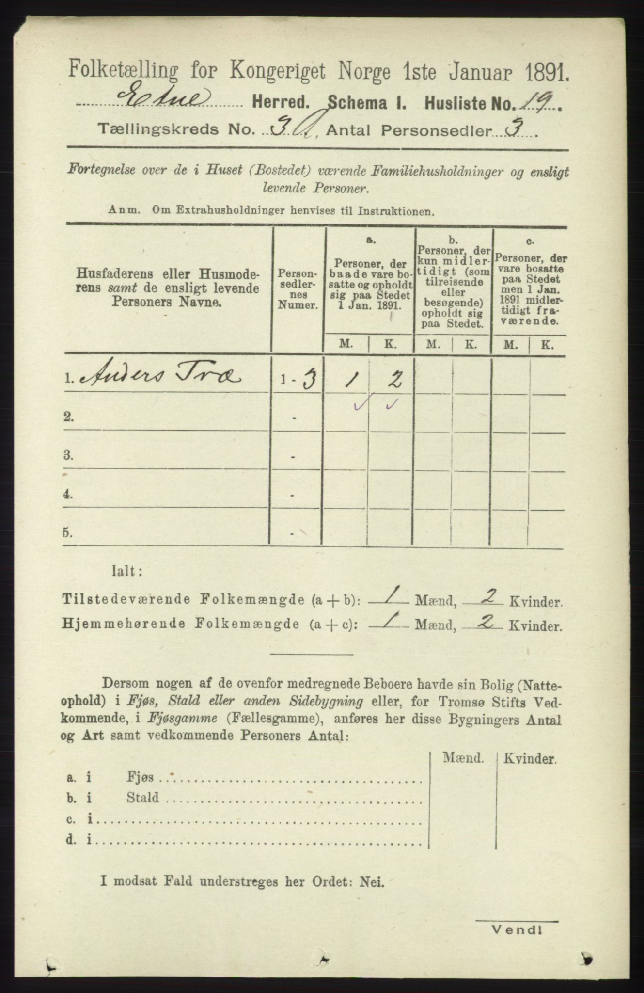 RA, 1891 census for 1211 Etne, 1891, p. 681