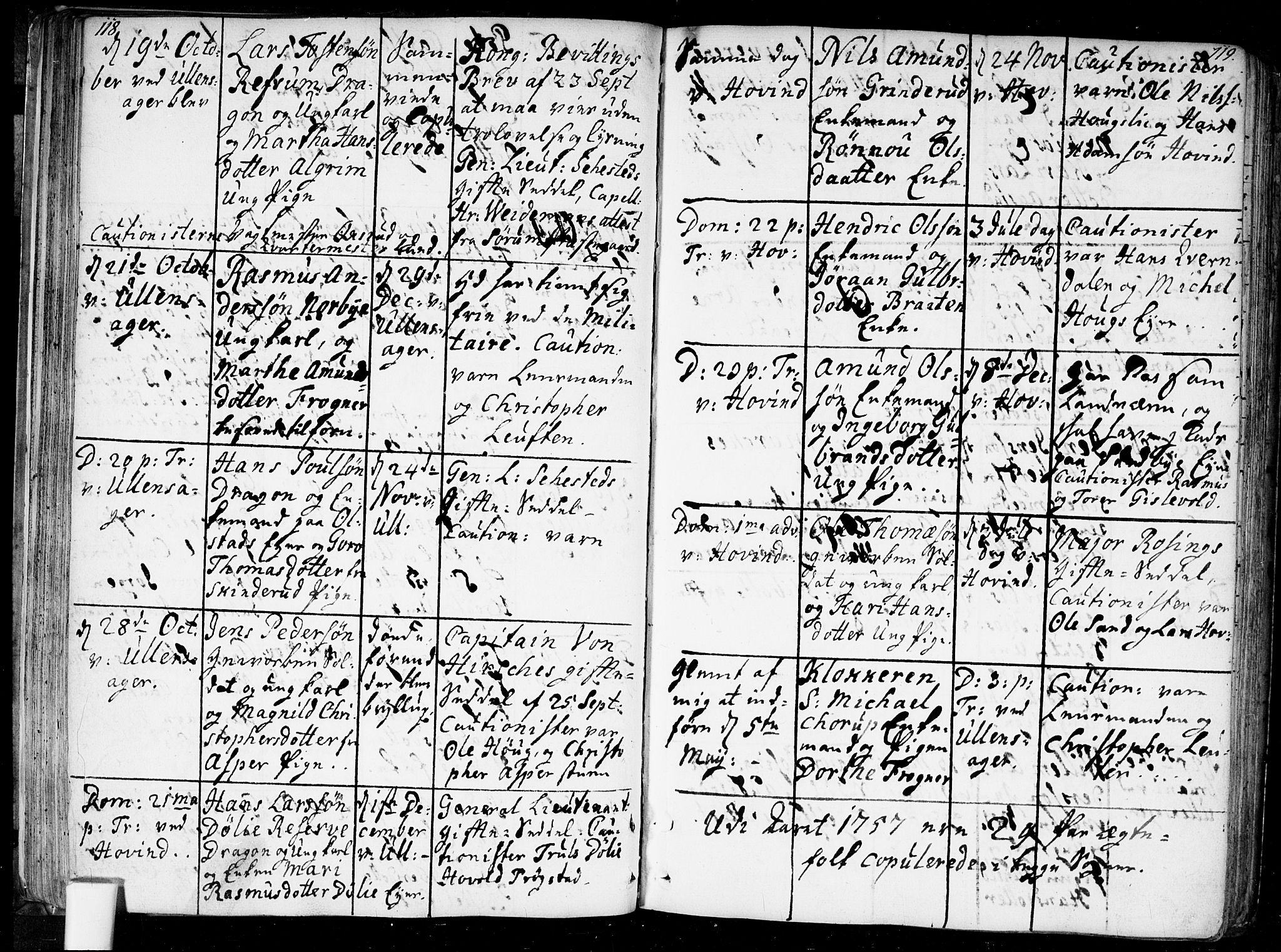 Ullensaker prestekontor Kirkebøker, SAO/A-10236a/F/Fa/L0010: Parish register (official) no. I 10, 1733-1776, p. 118-119