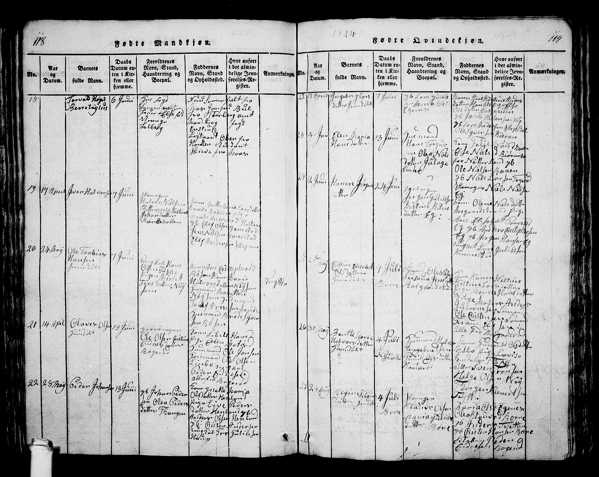 Borre kirkebøker, AV/SAKO-A-338/G/Ga/L0001: Parish register (copy) no. I 1, 1815-1851, p. 118-119