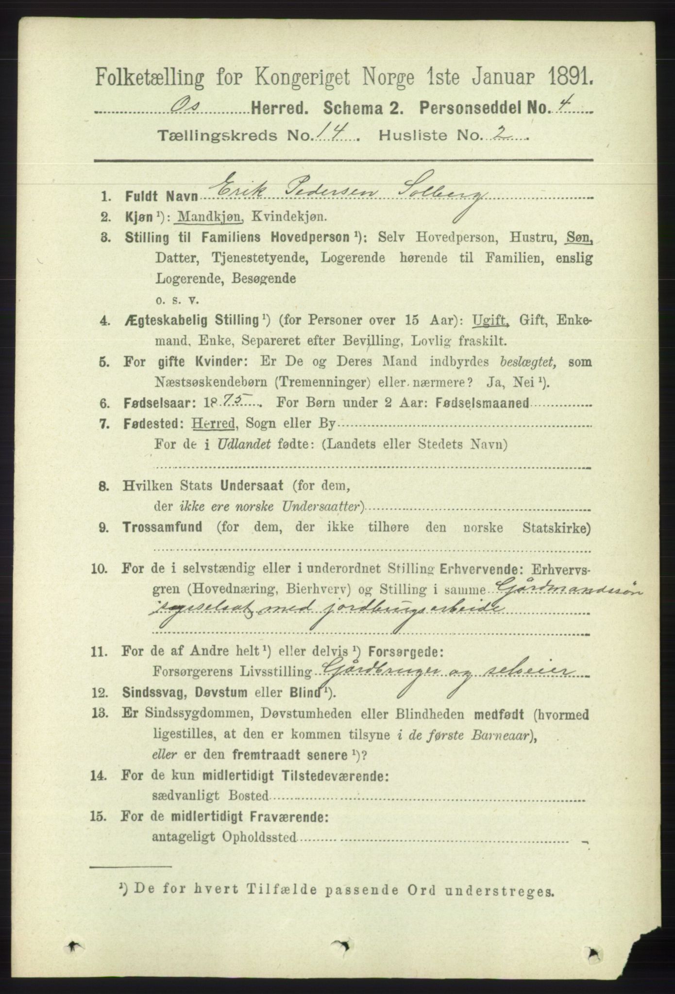 RA, 1891 census for 1243 Os, 1891, p. 3098