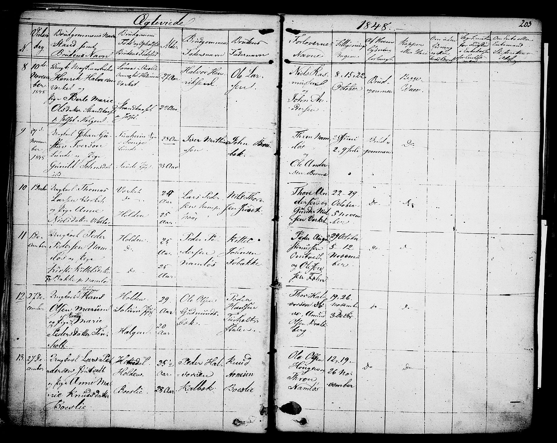 Holla kirkebøker, SAKO/A-272/F/Fa/L0004: Parish register (official) no. 4, 1830-1848, p. 203