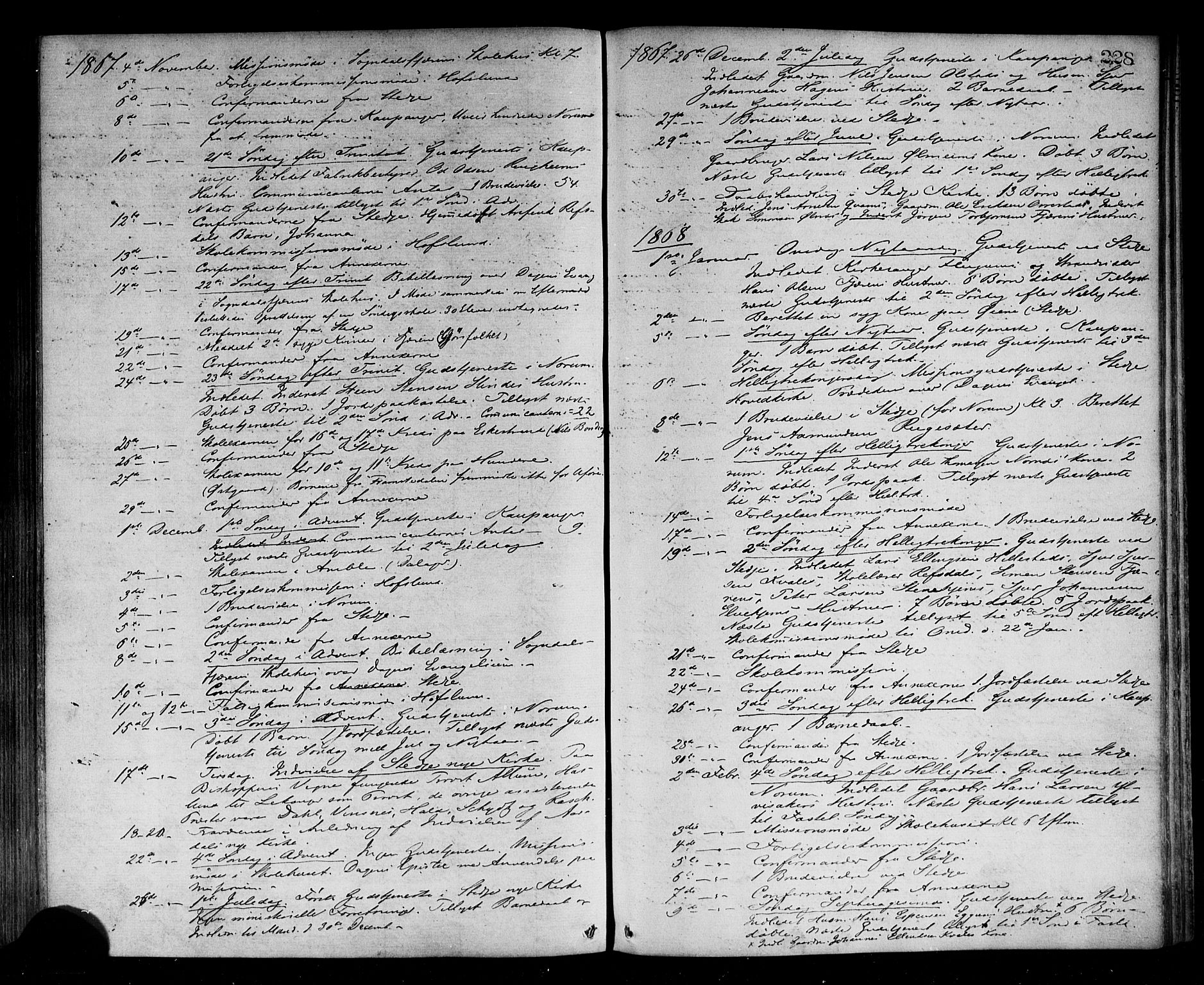 Sogndal sokneprestembete, SAB/A-81301/H/Haa/Haaa/L0014: Parish register (official) no. A 14, 1864-1877, p. 228