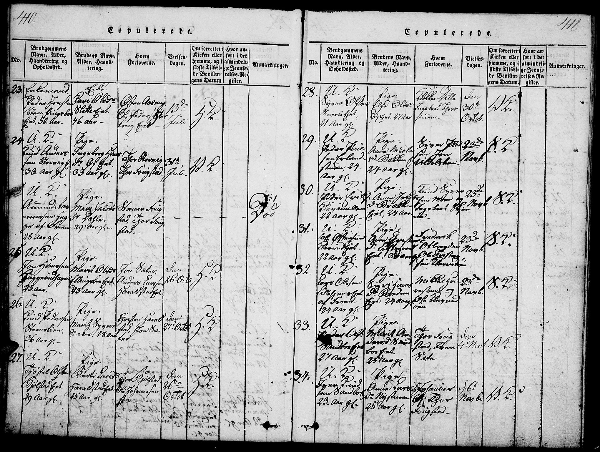 Vågå prestekontor, SAH/PREST-076/H/Ha/Haa/L0003: Parish register (official) no. 3, 1815-1827, p. 410-411
