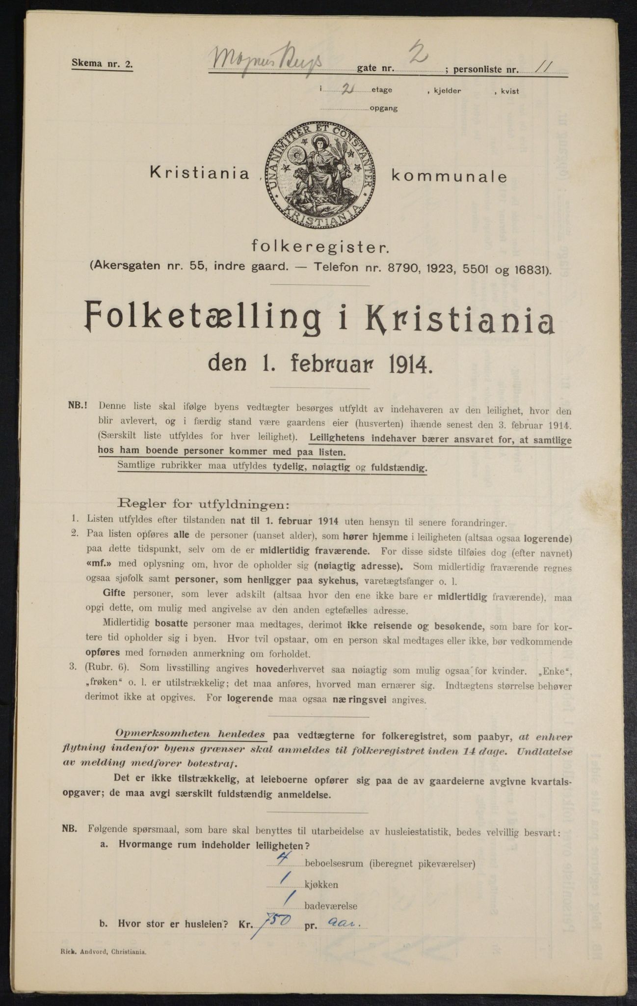 OBA, Municipal Census 1914 for Kristiania, 1914, p. 58990