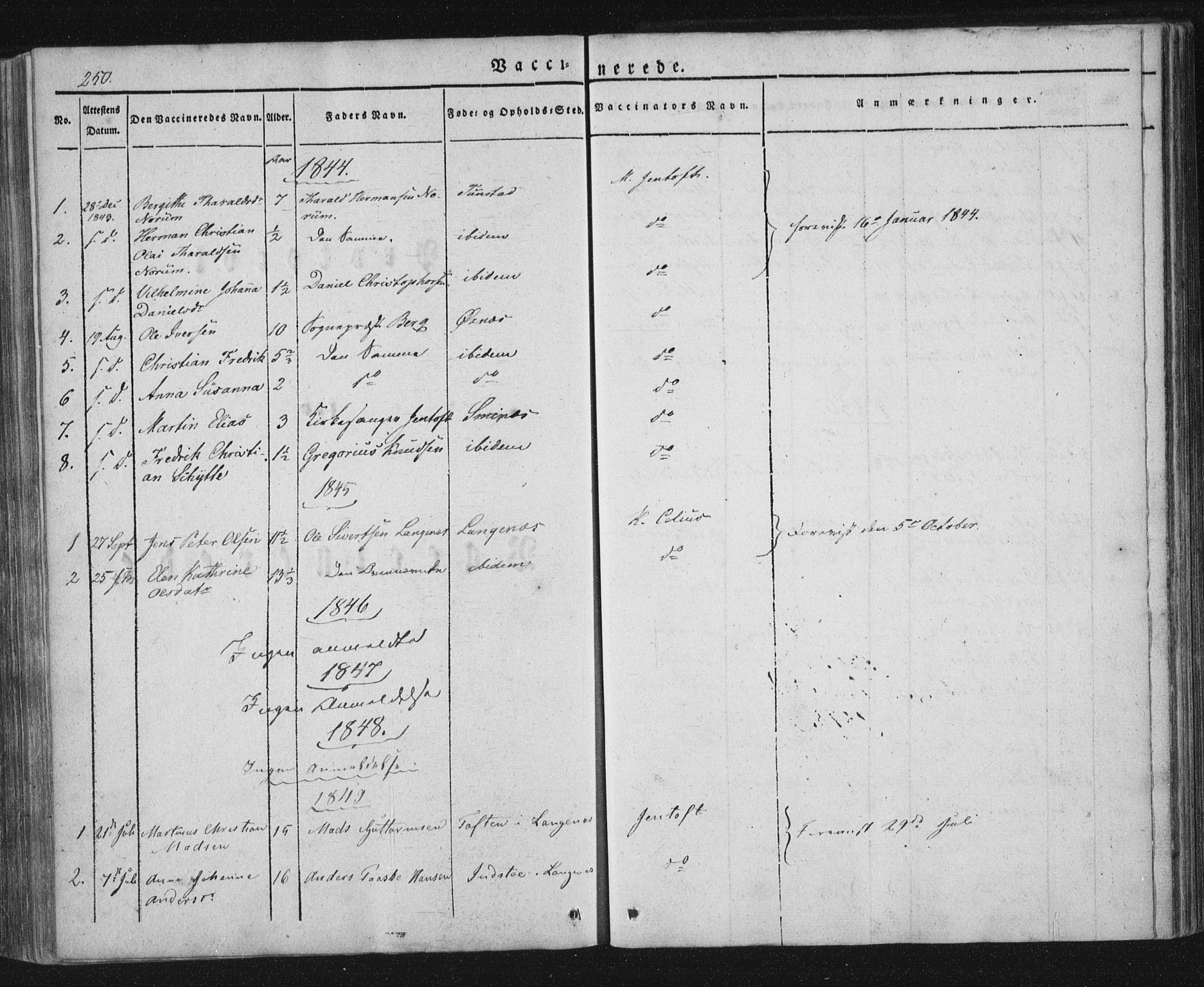 Ministerialprotokoller, klokkerbøker og fødselsregistre - Nordland, SAT/A-1459/893/L1332: Parish register (official) no. 893A05, 1841-1858, p. 250