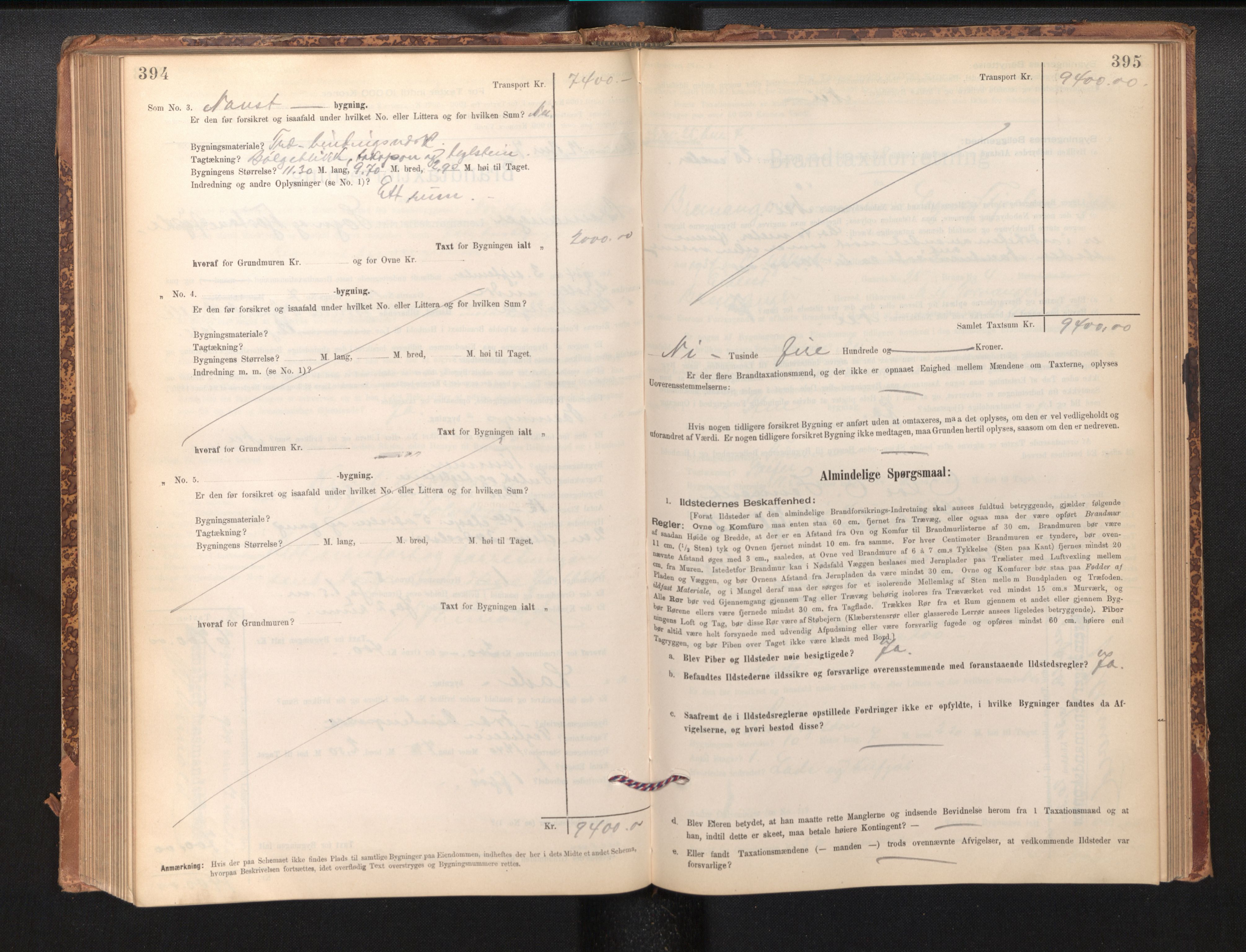 Lensmannen i Bremanger, AV/SAB-A-26701/0012/L0007: Branntakstprotokoll, skjematakst, 1895-1936, p. 394-395