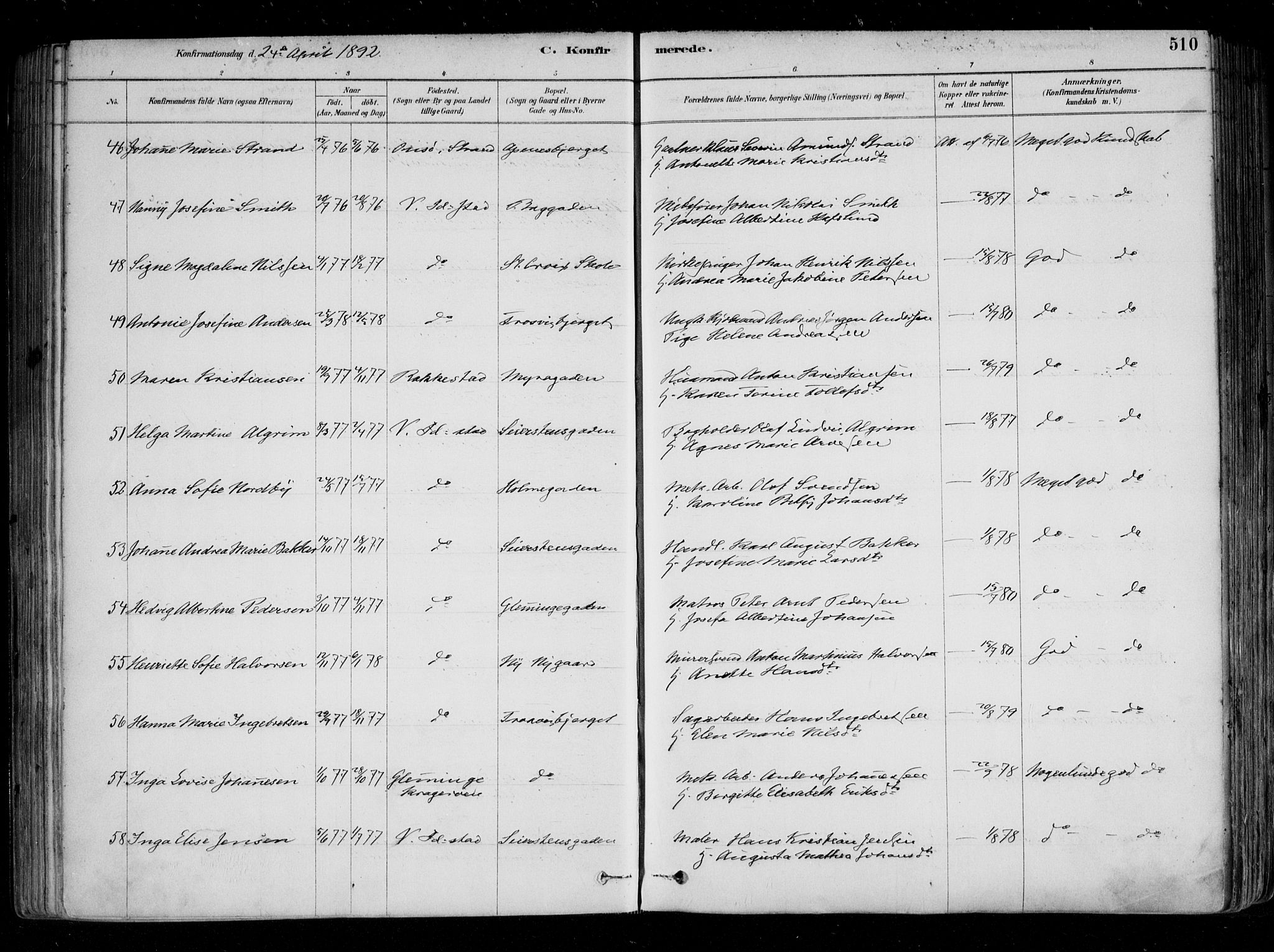 Fredrikstad domkirkes prestekontor Kirkebøker, AV/SAO-A-10906/F/Fa/L0004: Parish register (official) no. 4, 1878-1907, p. 510