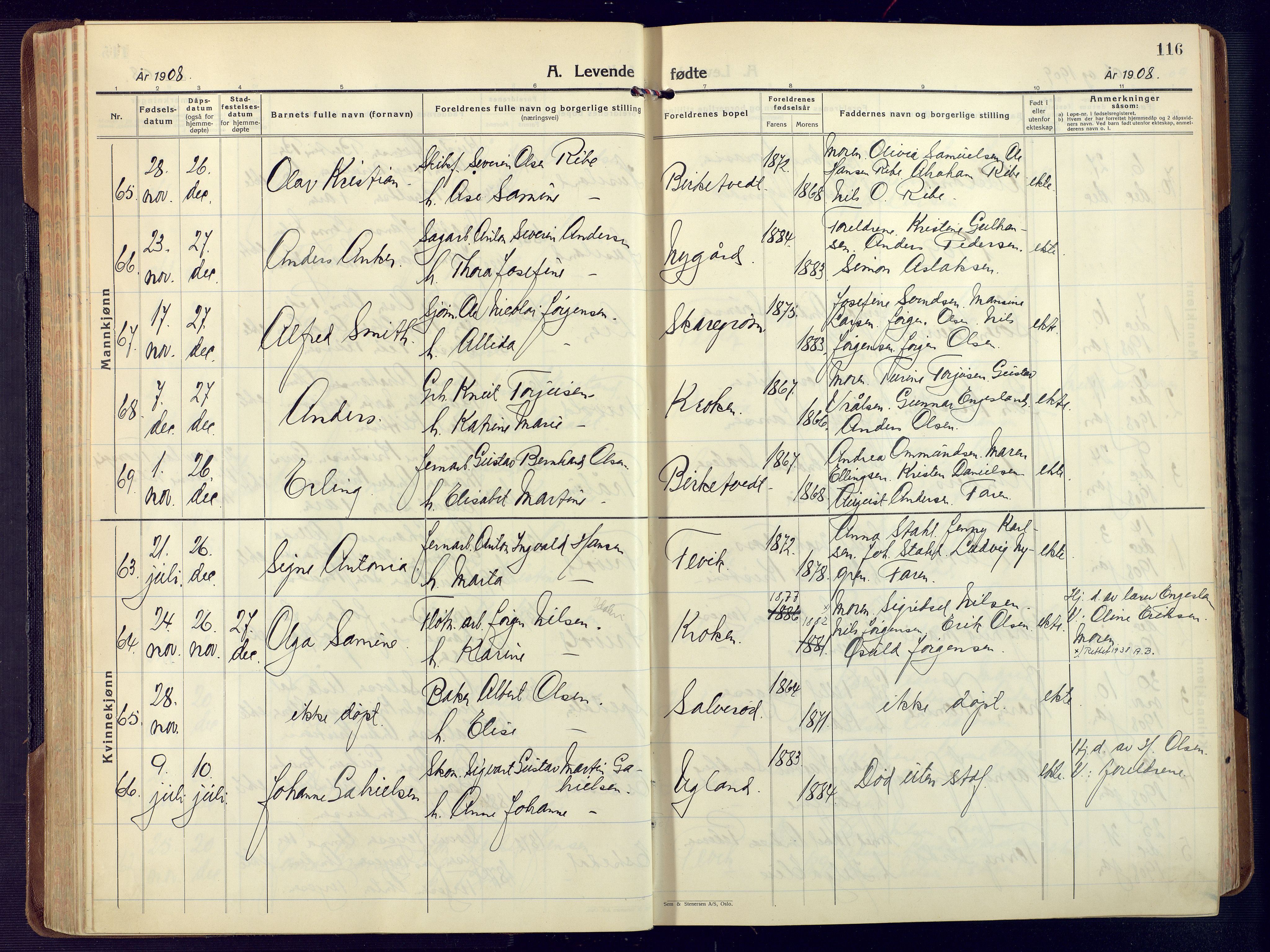 Fjære sokneprestkontor, SAK/1111-0011/F/Fa/L0004: Parish register (official) no. A 4, 1902-1925, p. 116