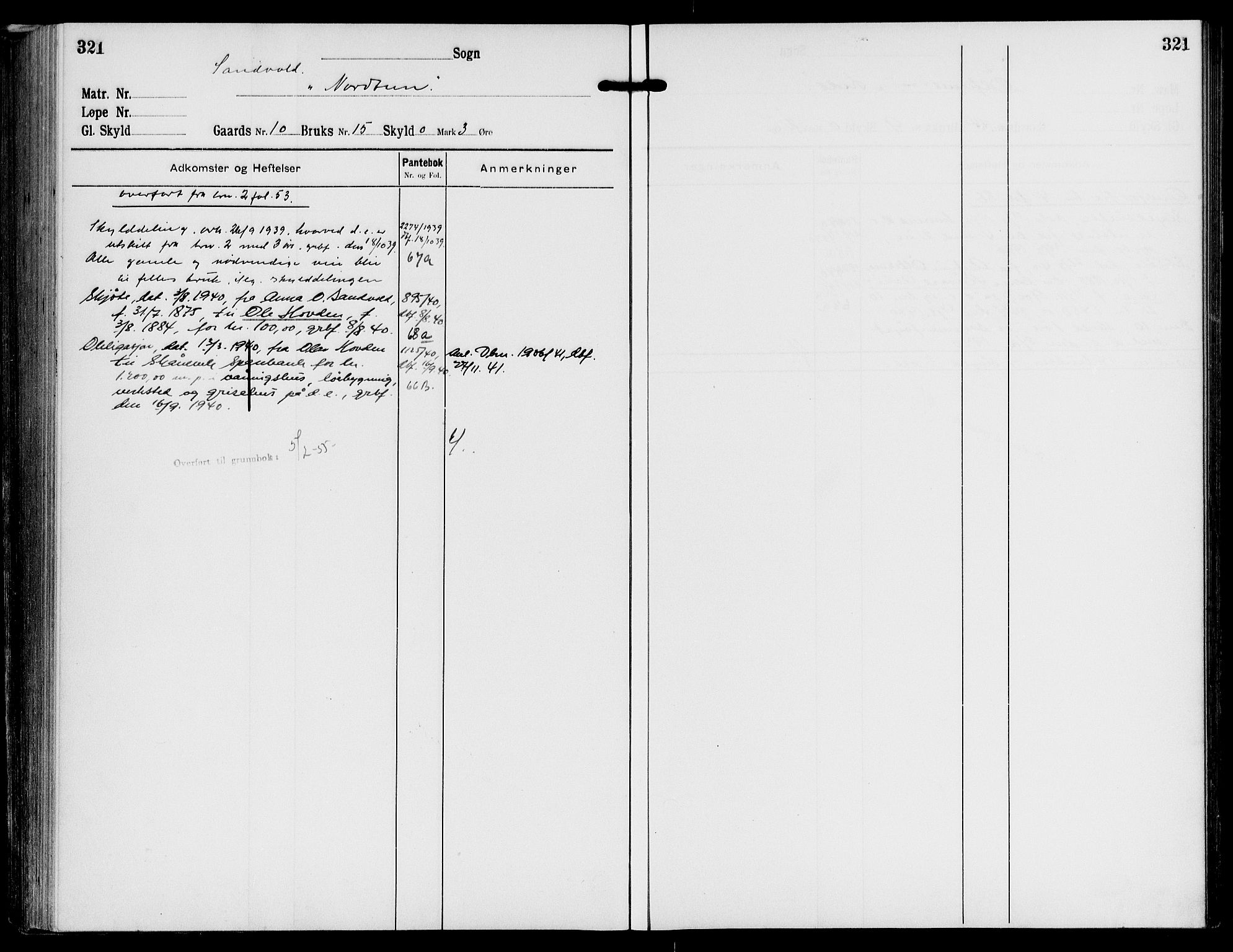 Sunnhordland sorenskrivar, AV/SAB-A-2401/1/G/Ga/Gaf/L0005: Mortgage register no. II.A.f.5, 1918-1955, p. 321