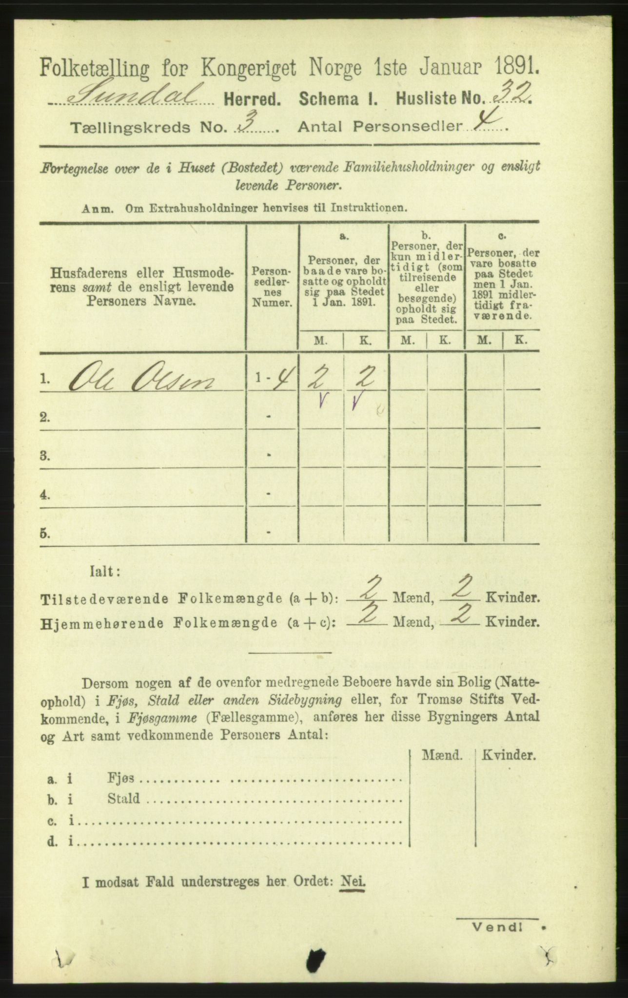 RA, 1891 census for 1563 Sunndal, 1891, p. 642