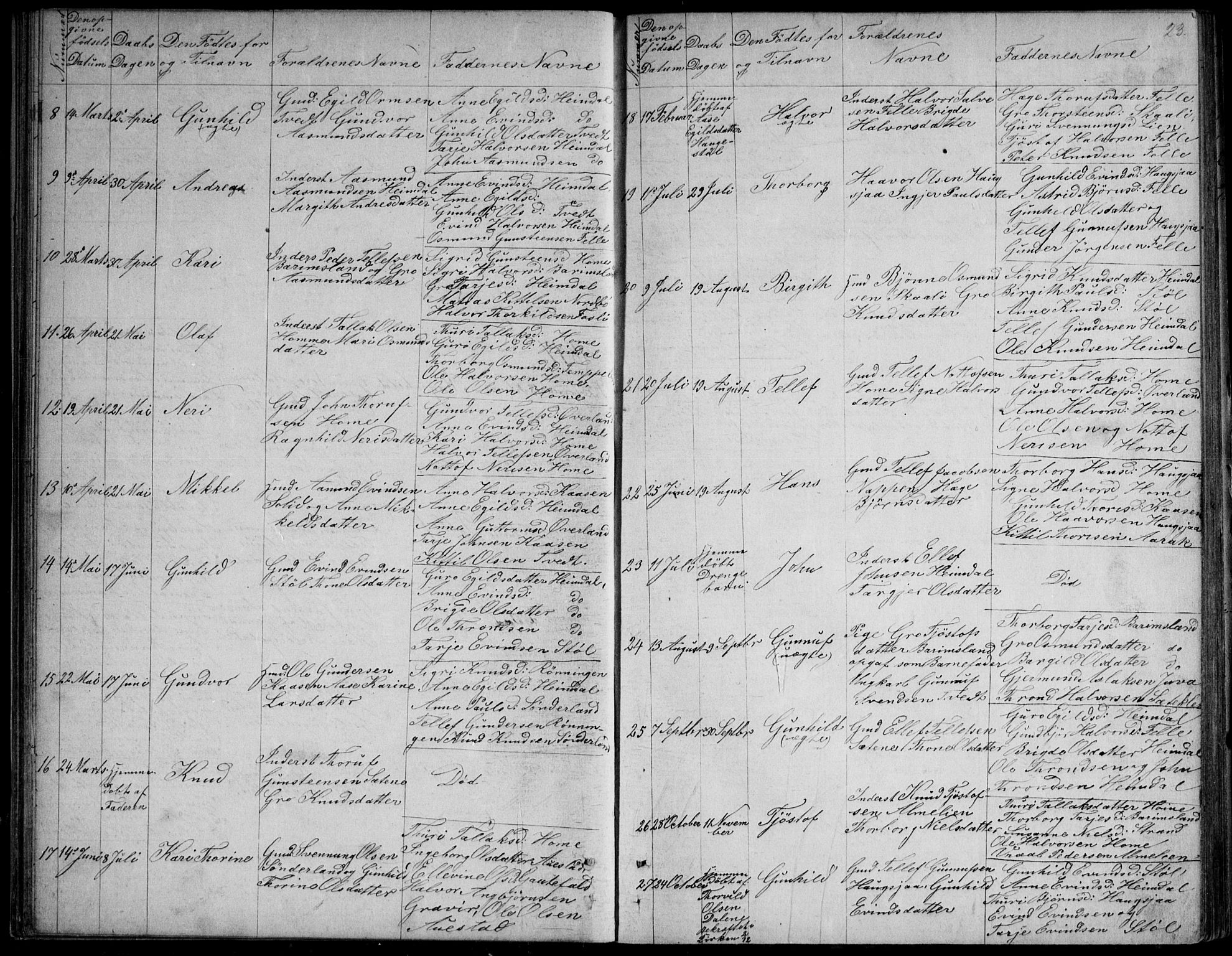 Nissedal kirkebøker, SAKO/A-288/G/Gb/L0002: Parish register (copy) no. II 2, 1863-1892, p. 23