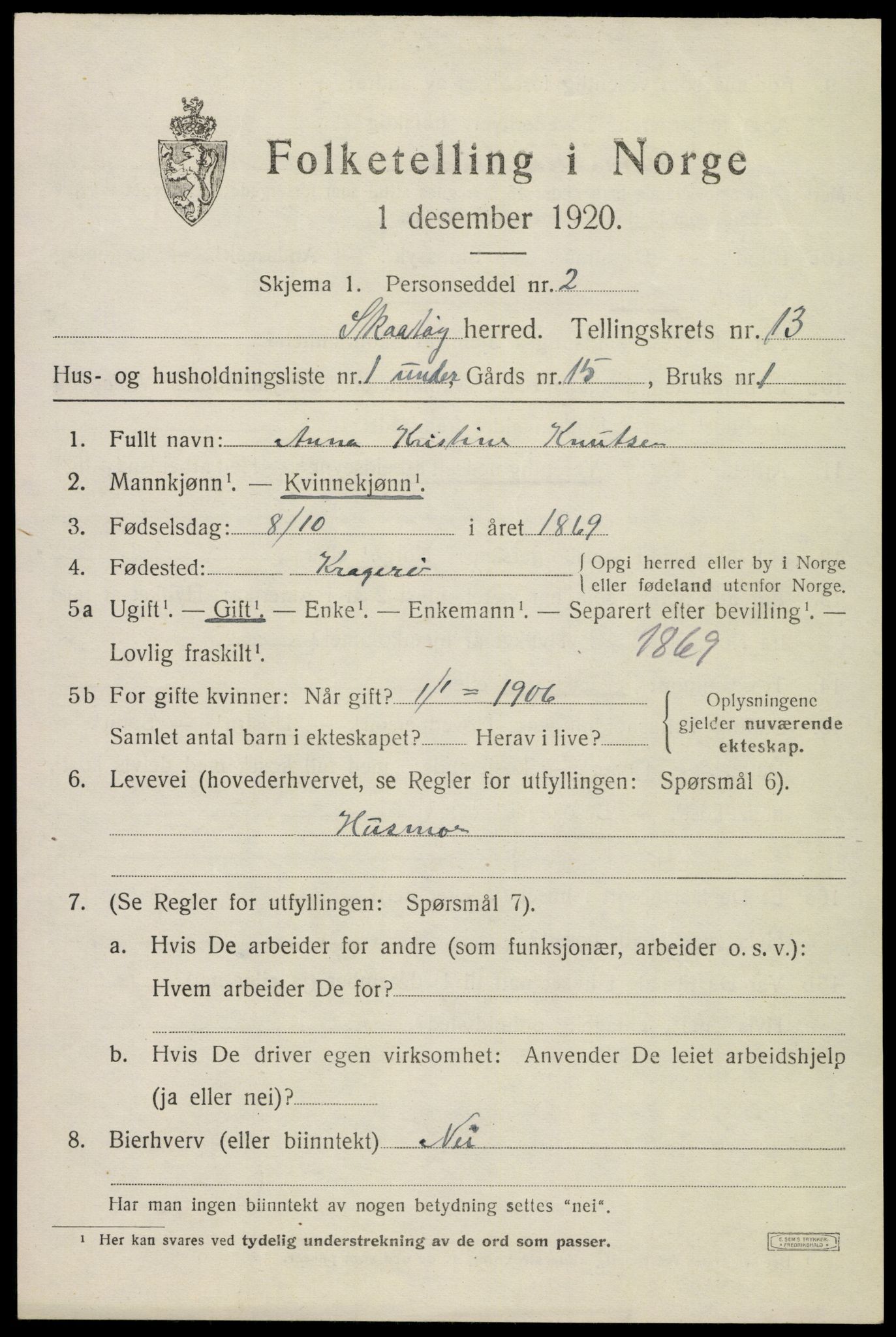 SAKO, 1920 census for Skåtøy, 1920, p. 9044