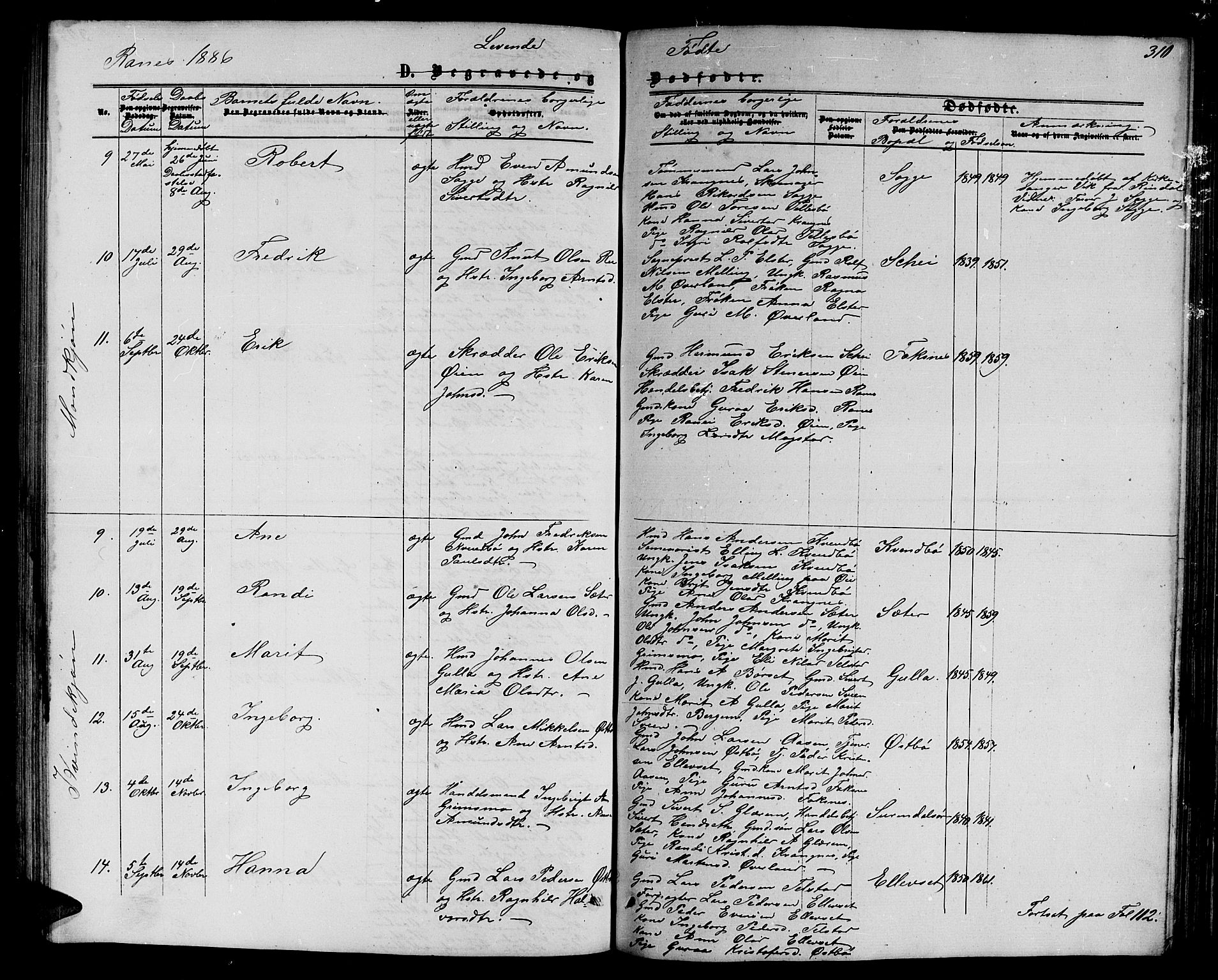 Ministerialprotokoller, klokkerbøker og fødselsregistre - Møre og Romsdal, AV/SAT-A-1454/595/L1051: Parish register (copy) no. 595C03, 1866-1891, p. 310
