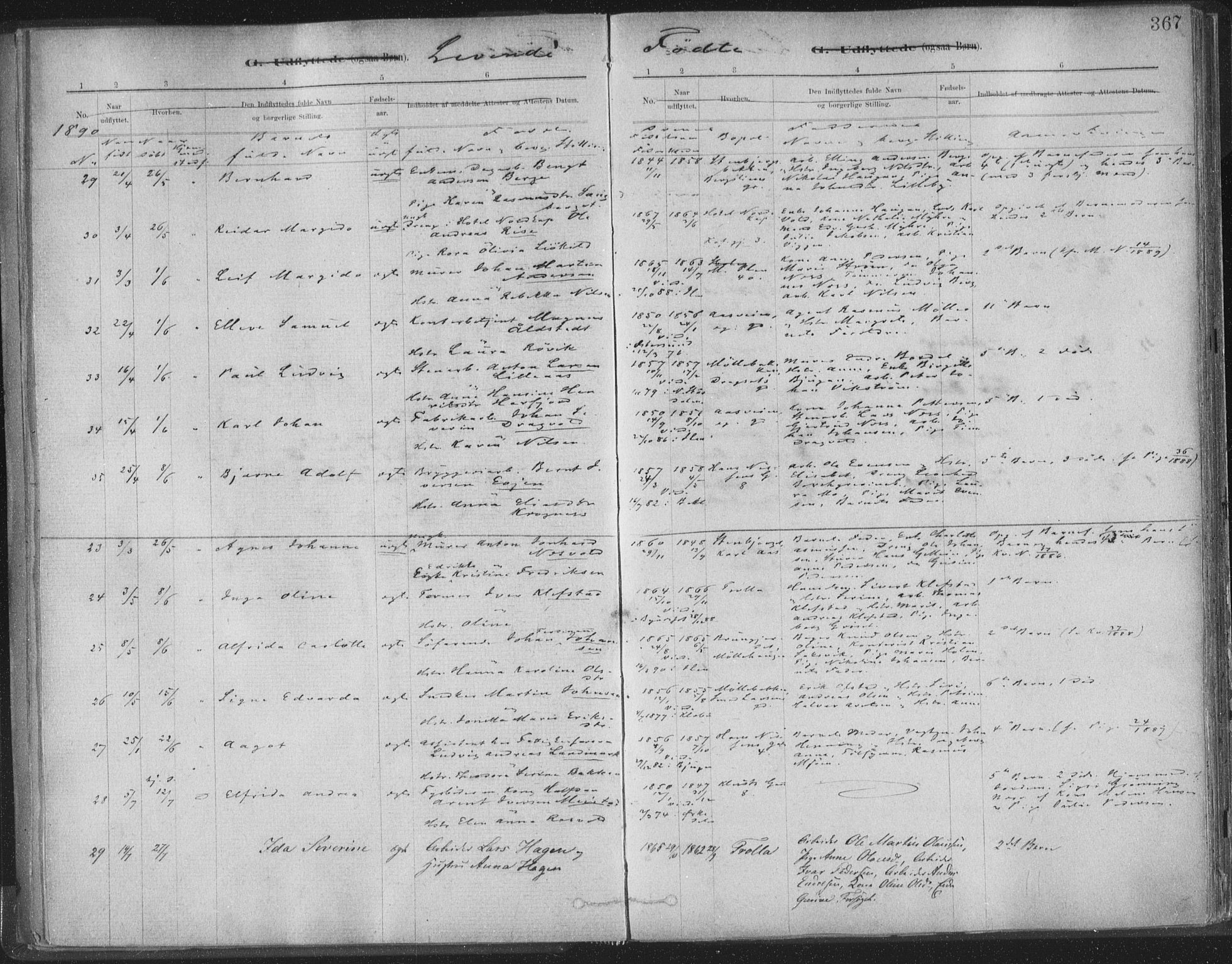 Ministerialprotokoller, klokkerbøker og fødselsregistre - Sør-Trøndelag, SAT/A-1456/603/L0163: Parish register (official) no. 603A02, 1879-1895, p. 367
