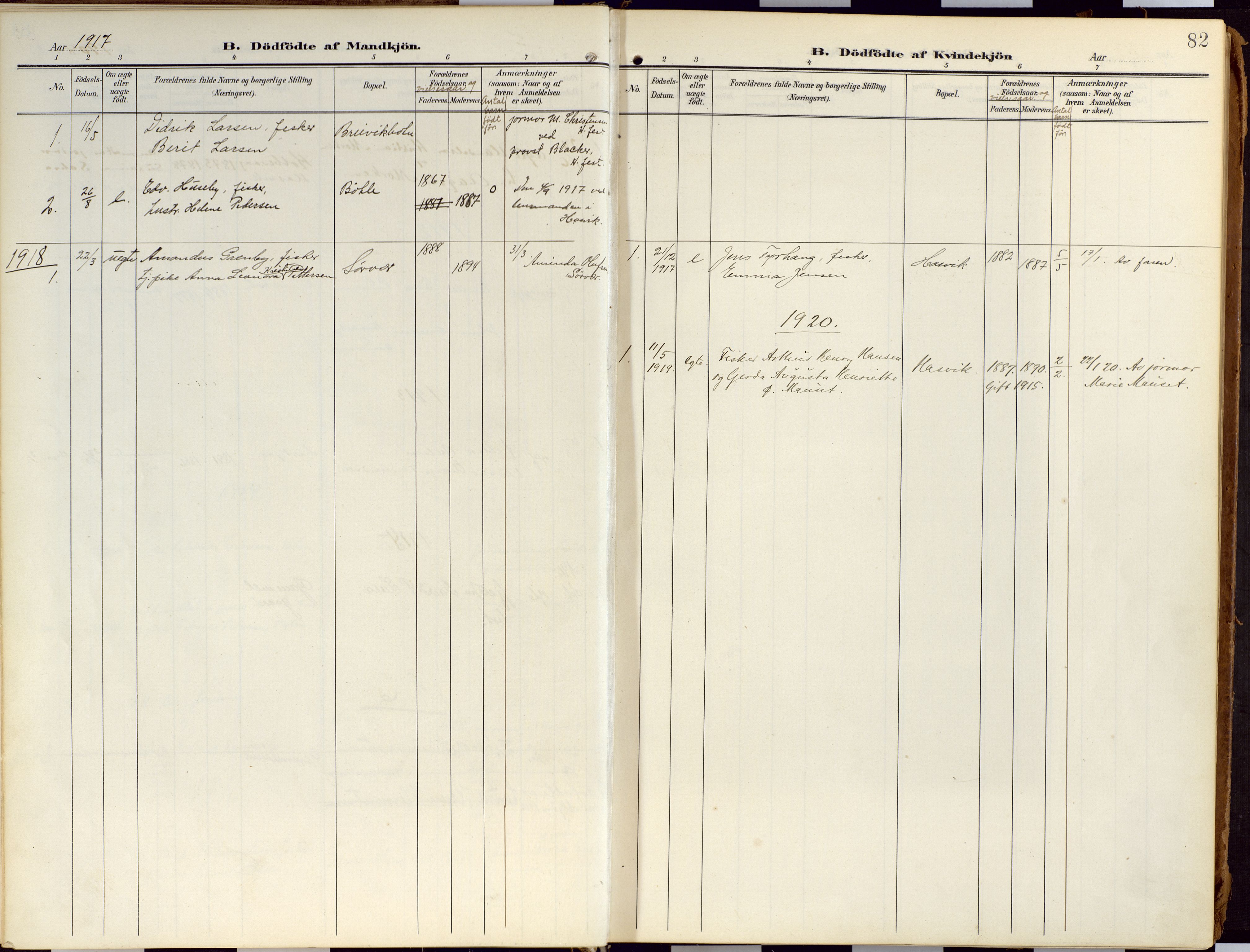 Loppa sokneprestkontor, SATØ/S-1339/H/Ha/L0010kirke: Parish register (official) no. 10, 1907-1922, p. 82