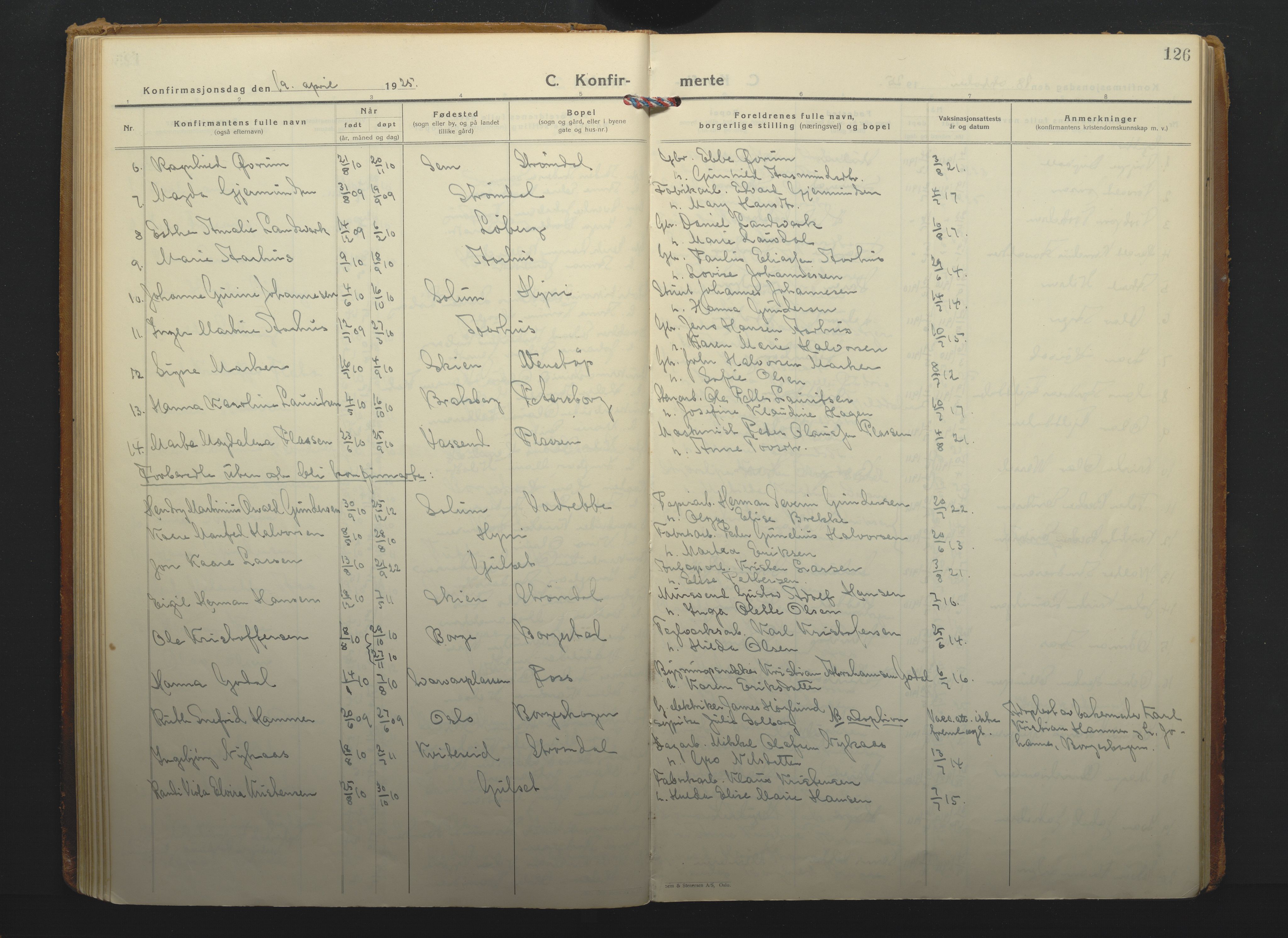 Gjerpen kirkebøker, SAKO/A-265/F/Fa/L0014: Parish register (official) no. I 14, 1925-1938, p. 126