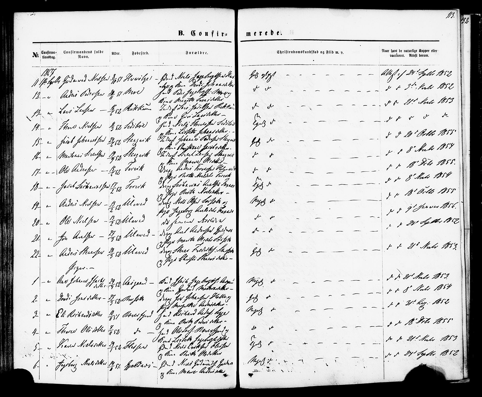 Ministerialprotokoller, klokkerbøker og fødselsregistre - Møre og Romsdal, AV/SAT-A-1454/592/L1027: Parish register (official) no. 592A05, 1865-1878, p. 113