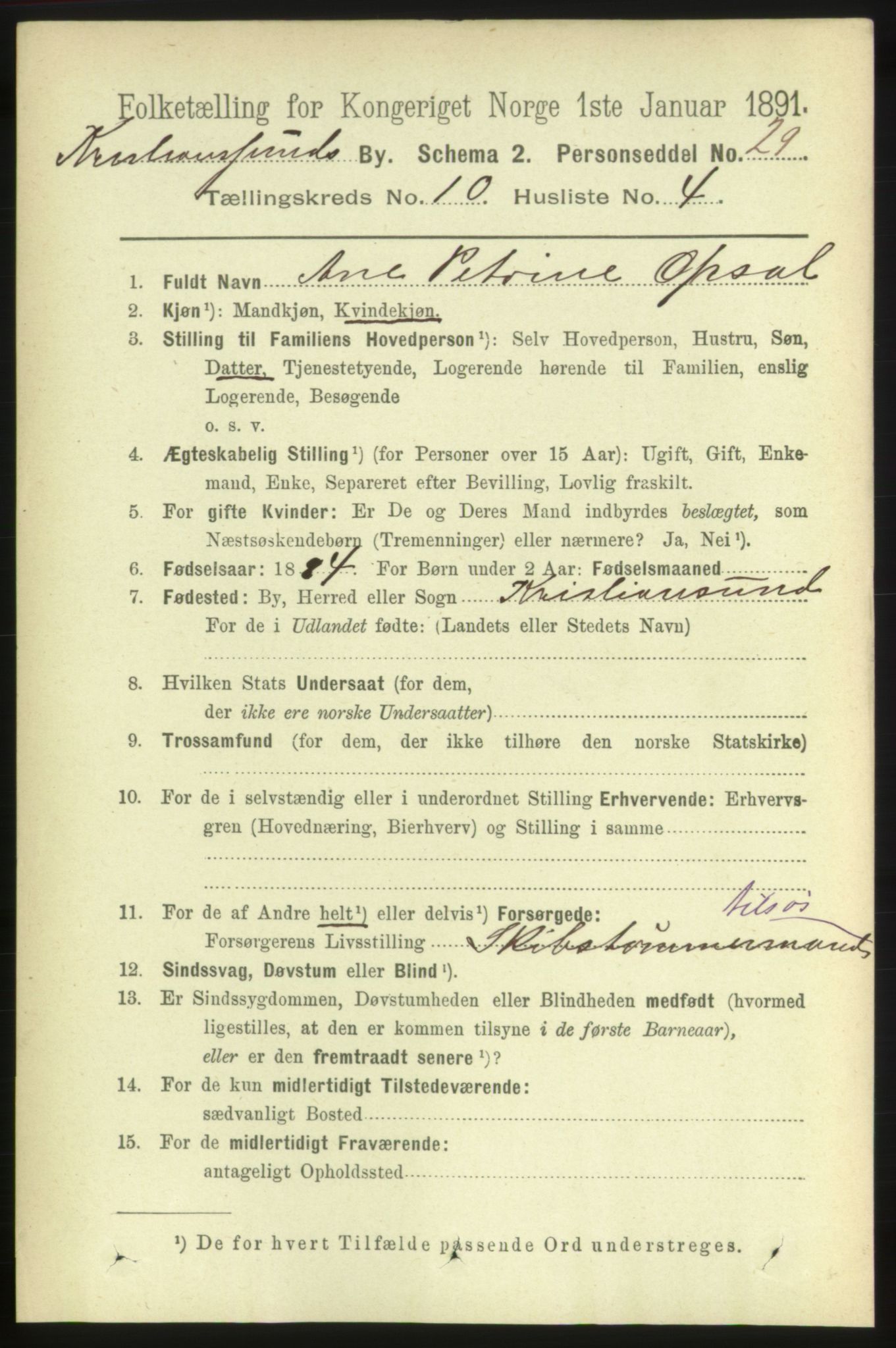 RA, 1891 census for 1503 Kristiansund, 1891, p. 8135