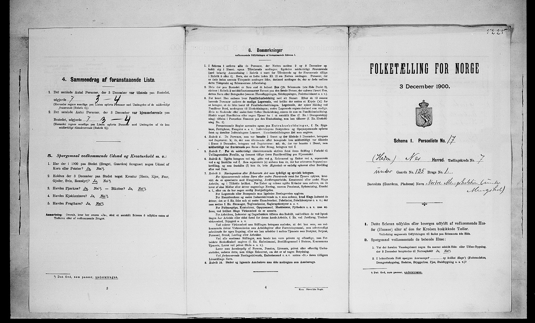 SAH, 1900 census for Nes, 1900, p. 1048