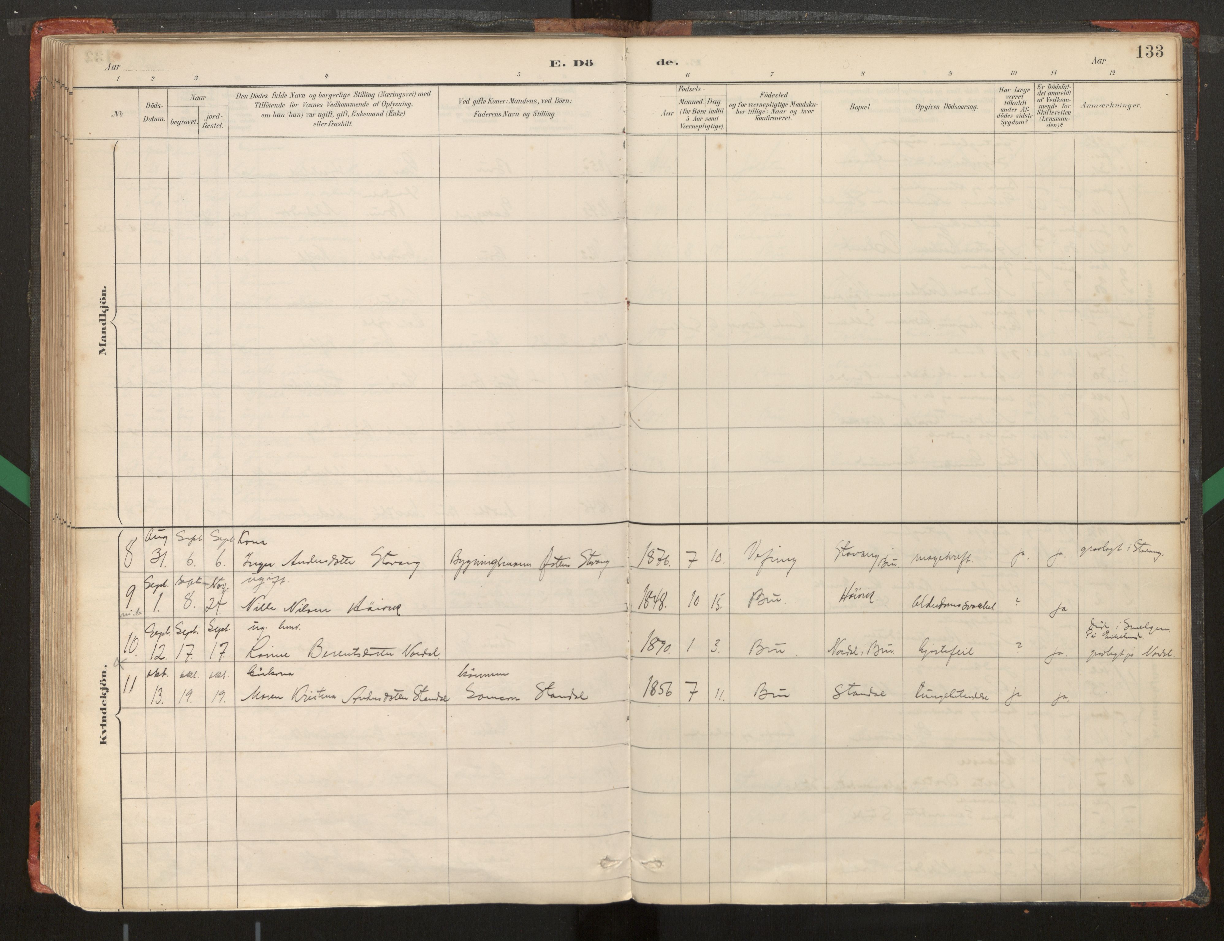 Kinn sokneprestembete, AV/SAB-A-80801/H/Haa/Haad/L0006: Parish register (official) no. D 6, 1886-1945, p. 133