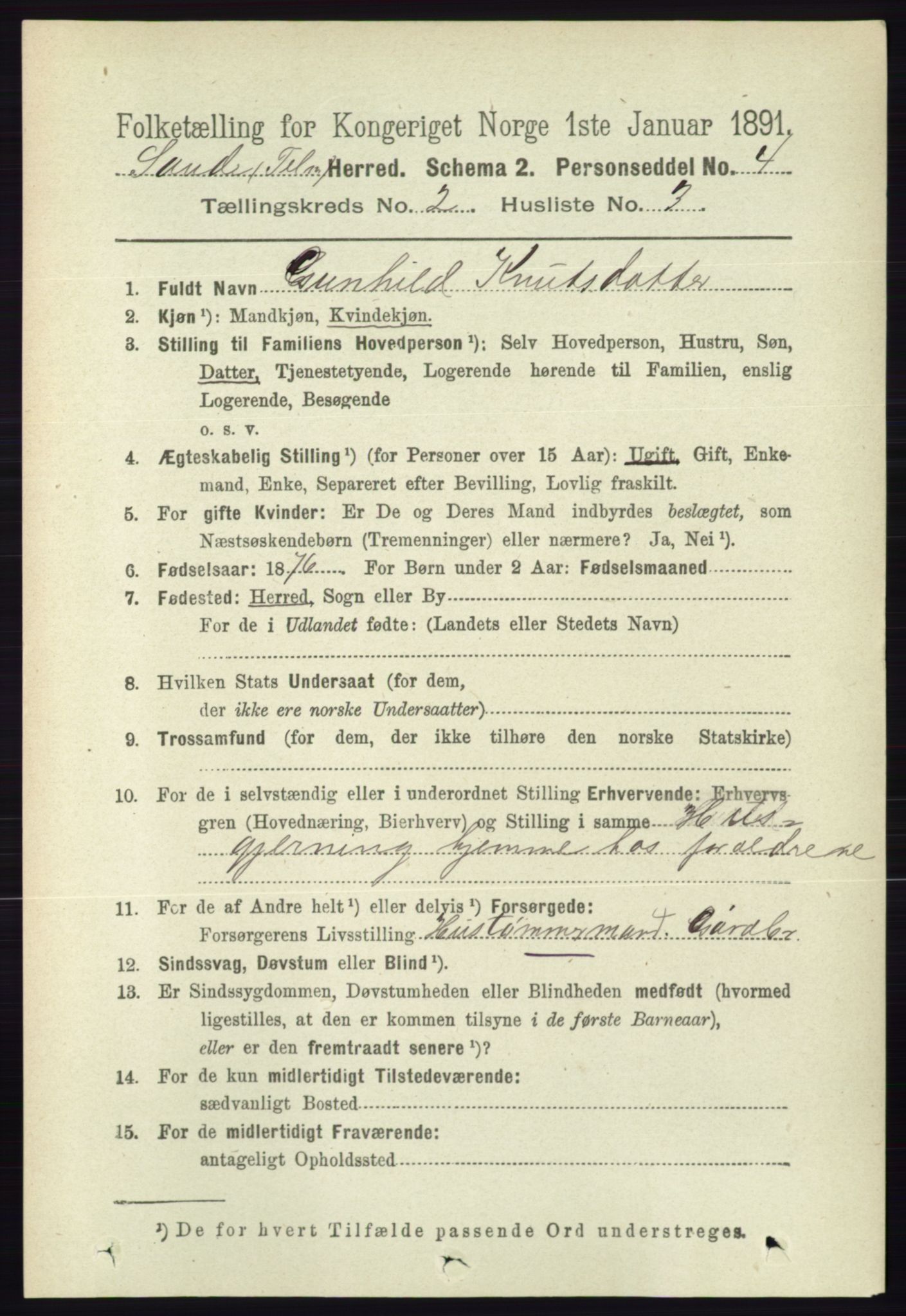 RA, 1891 census for 0822 Sauherad, 1891, p. 462