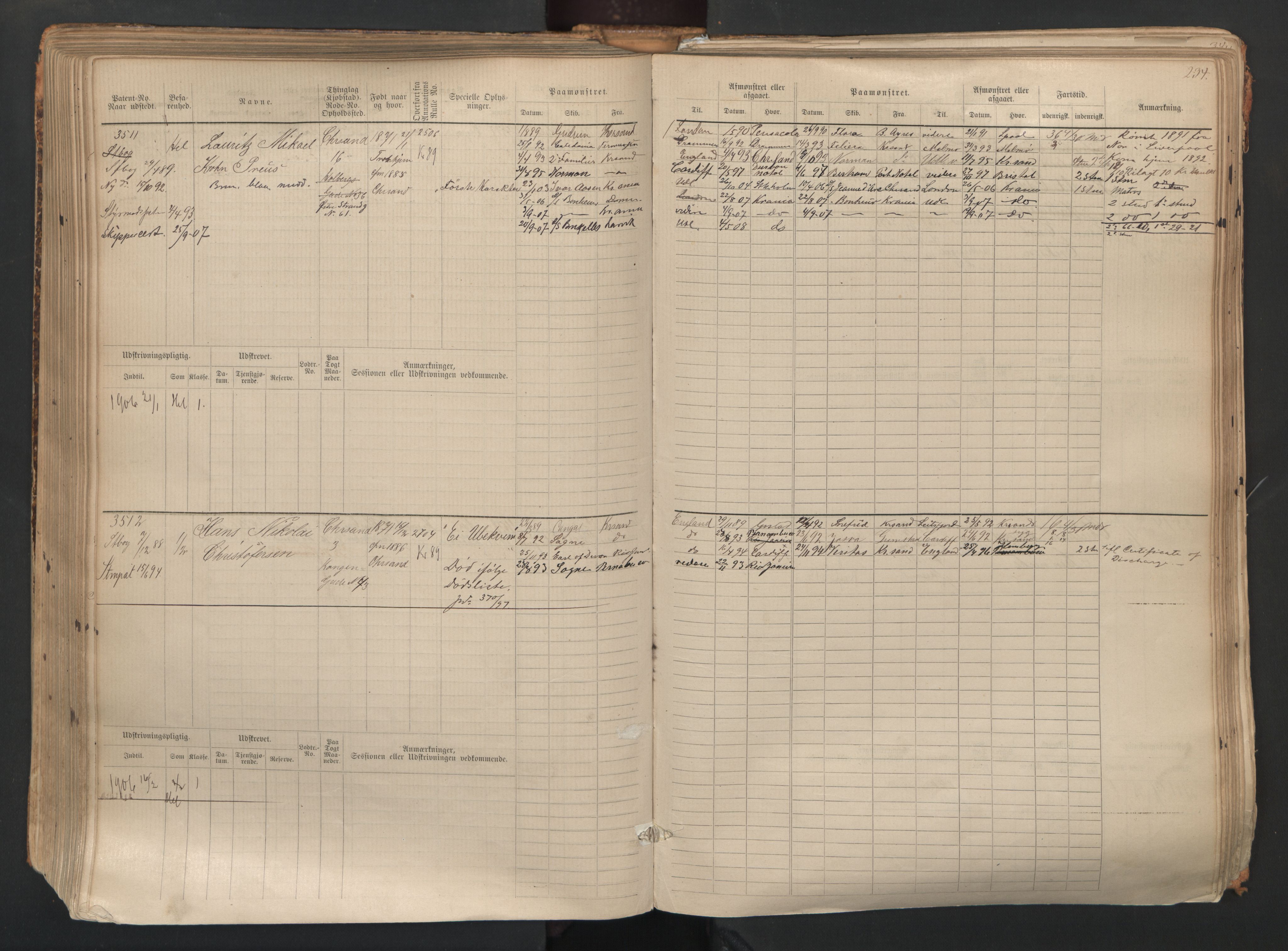 Kristiansand mønstringskrets, SAK/2031-0015/F/Fb/L0007: Hovedrulle nr 3049-3810, I-14, 1883-1940, p. 236