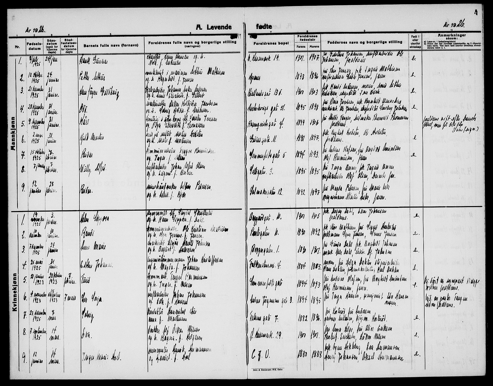 Horten kirkebøker, AV/SAKO-A-348/G/Ga/L0009: Parish register (copy) no. 9, 1926-1936, p. 4