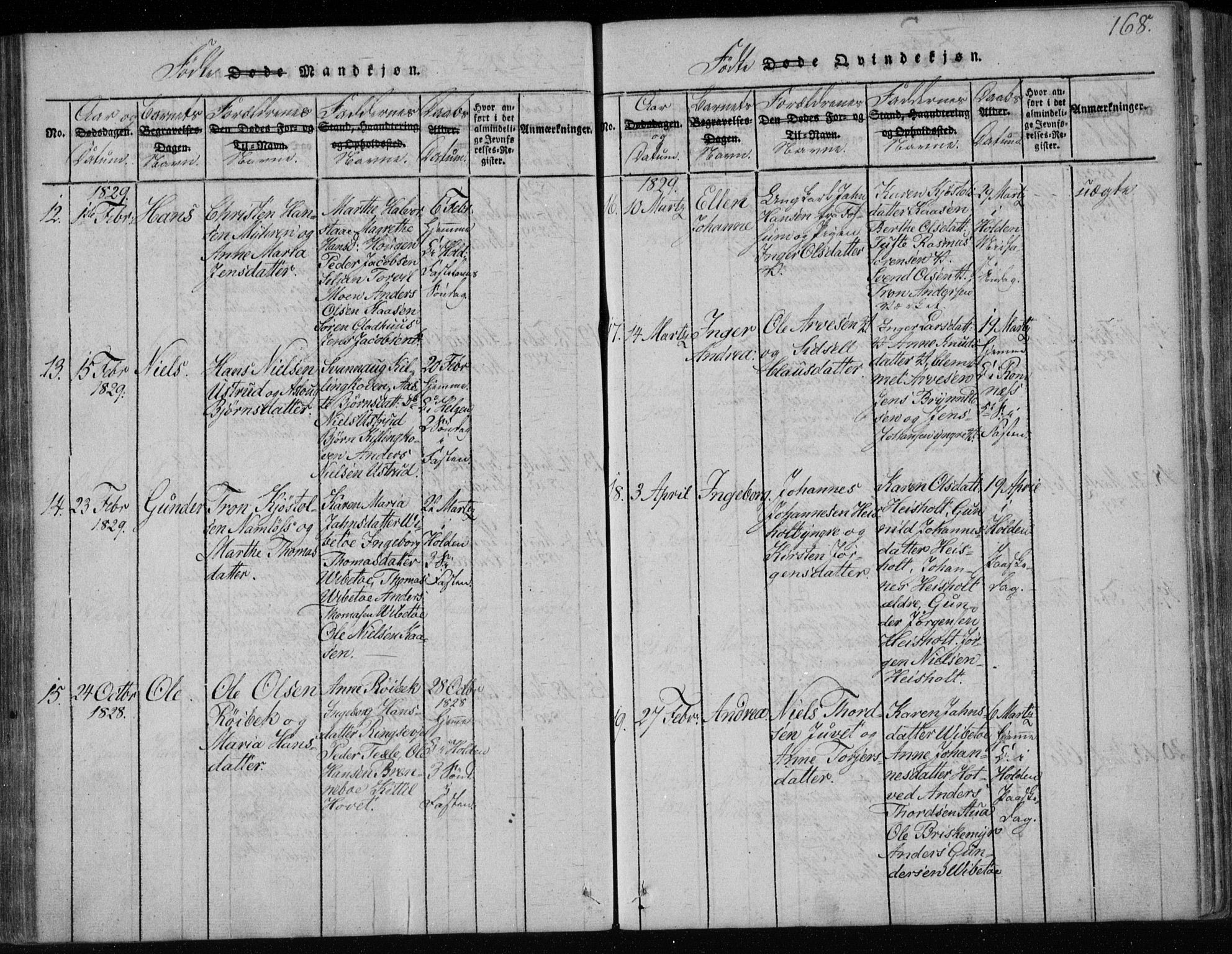 Holla kirkebøker, SAKO/A-272/F/Fa/L0003: Parish register (official) no. 3, 1815-1830, p. 168