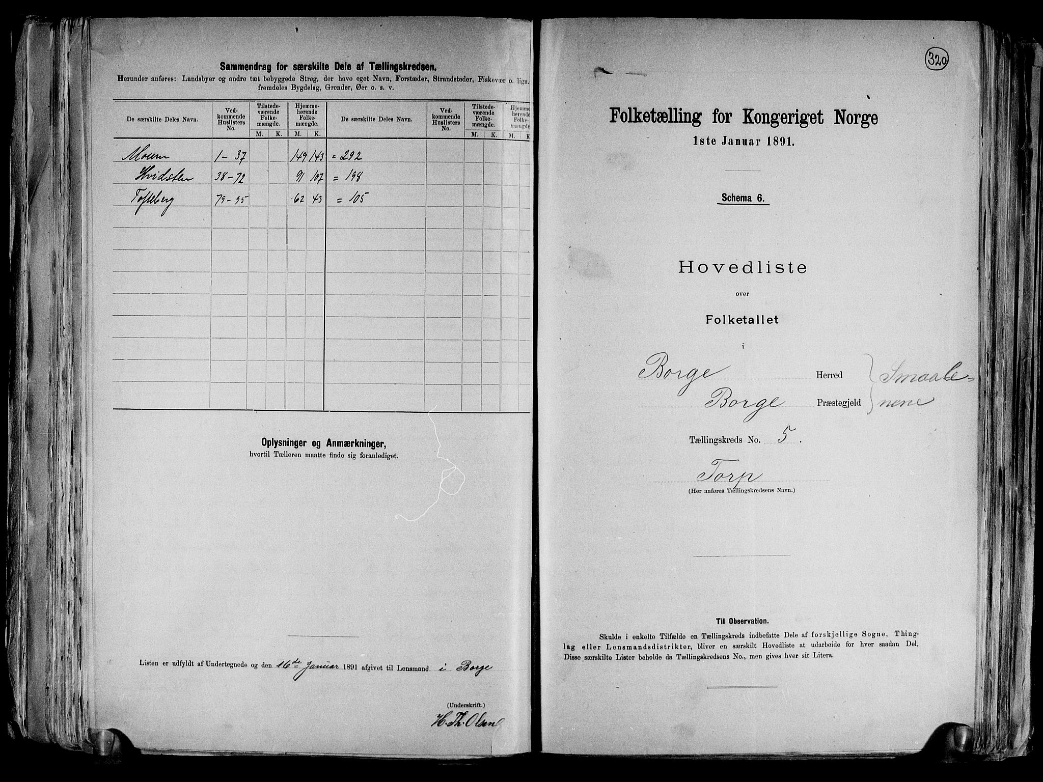 RA, 1891 census for 0113 Borge, 1891, p. 12