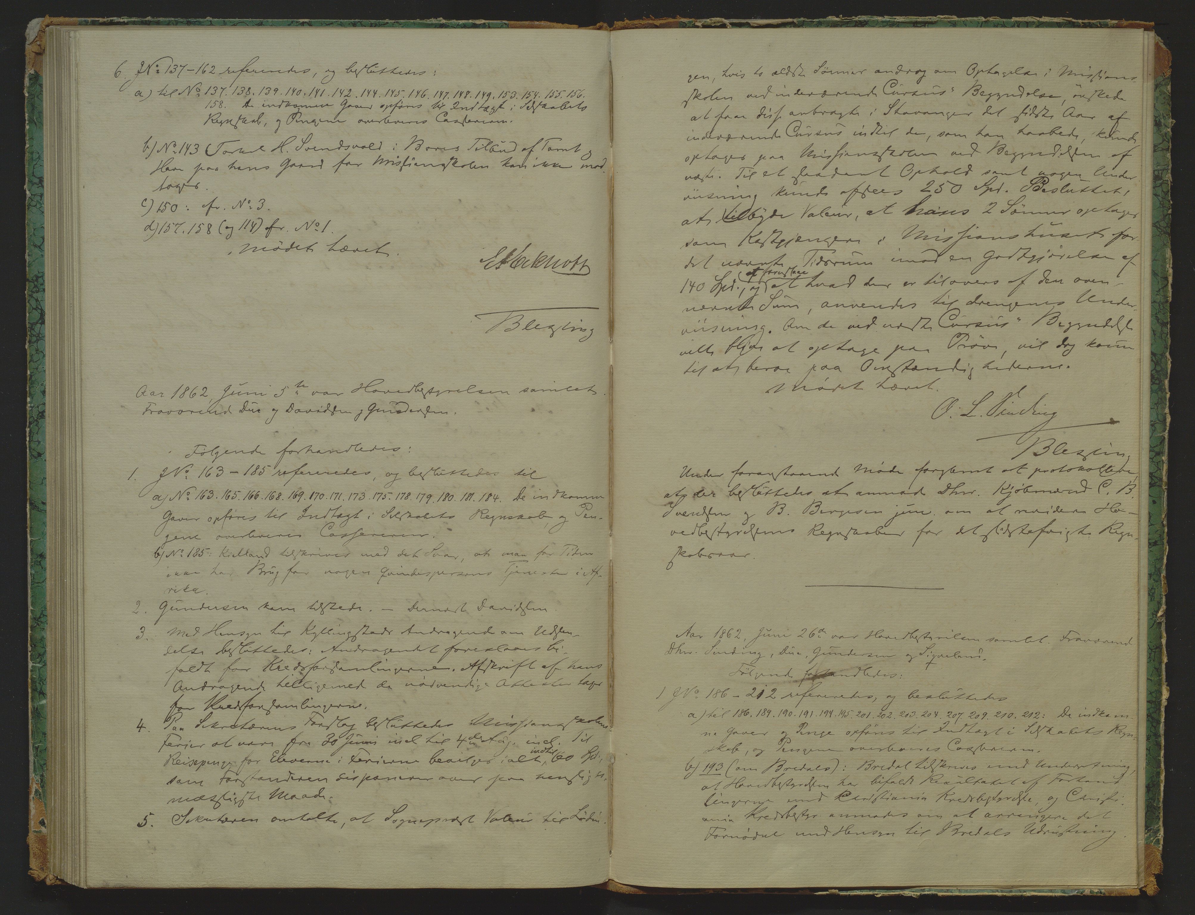 Det Norske Misjonsselskap - hovedadministrasjonen, VID/MA-A-1045/D/Da/Daa/L0007: Styreprotokoll nr. II, 19. november 1853 - 26. juni 1862, 1853-1862