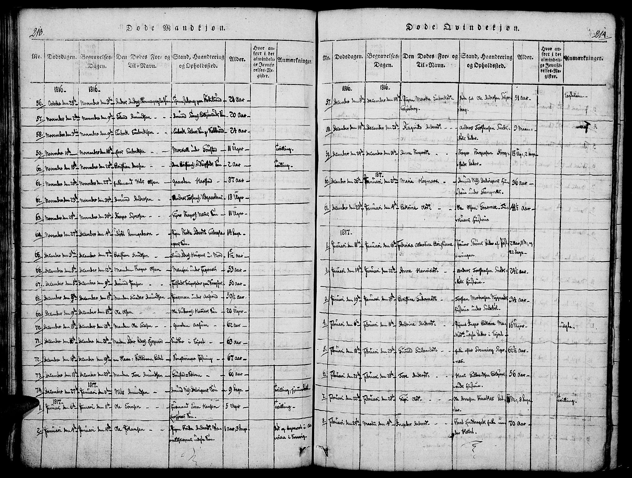 Vinger prestekontor, AV/SAH-PREST-024/H/Ha/Haa/L0006: Parish register (official) no. 6, 1814-1825, p. 213-214