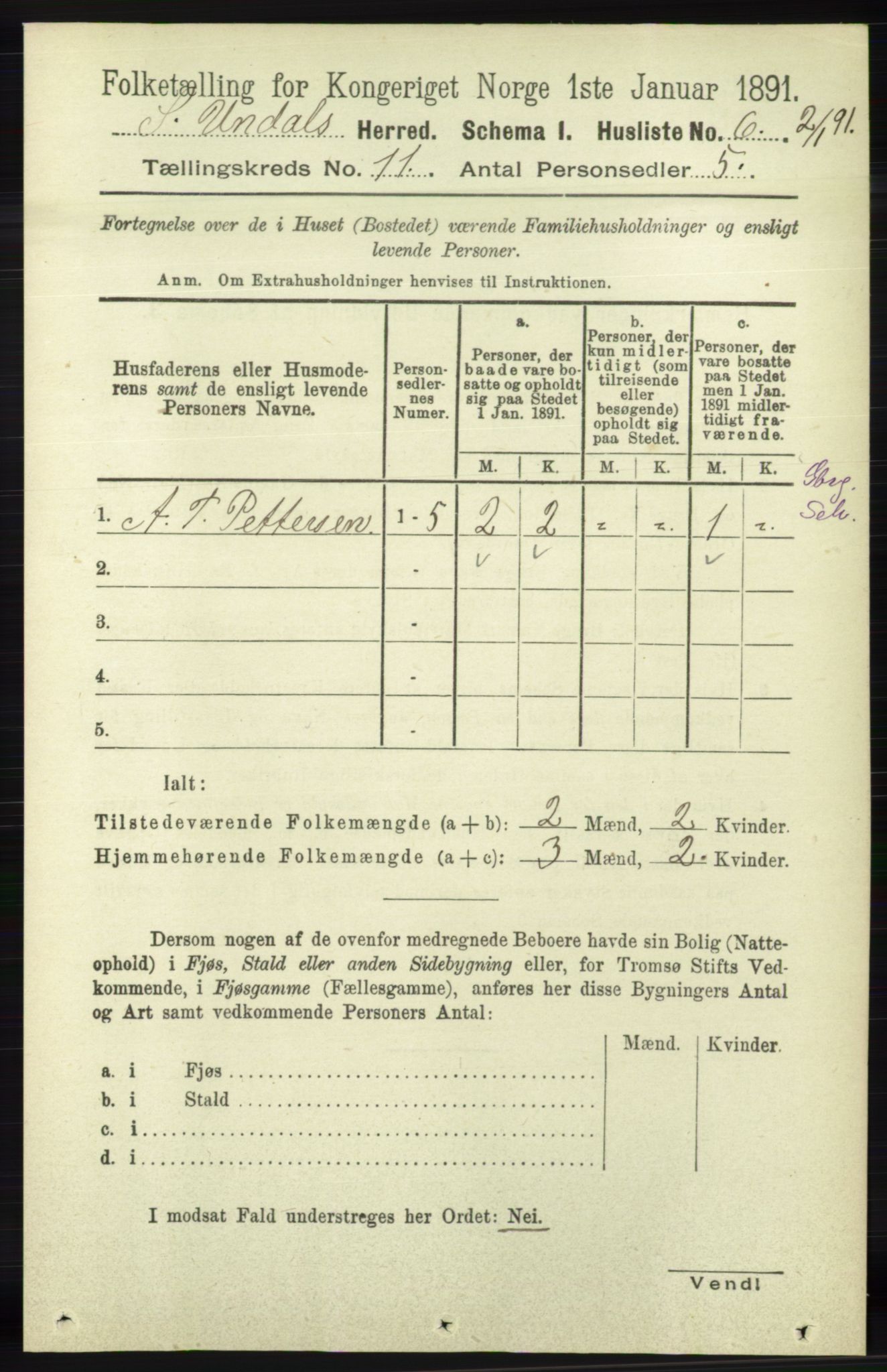 RA, 1891 census for 1029 Sør-Audnedal, 1891, p. 5066