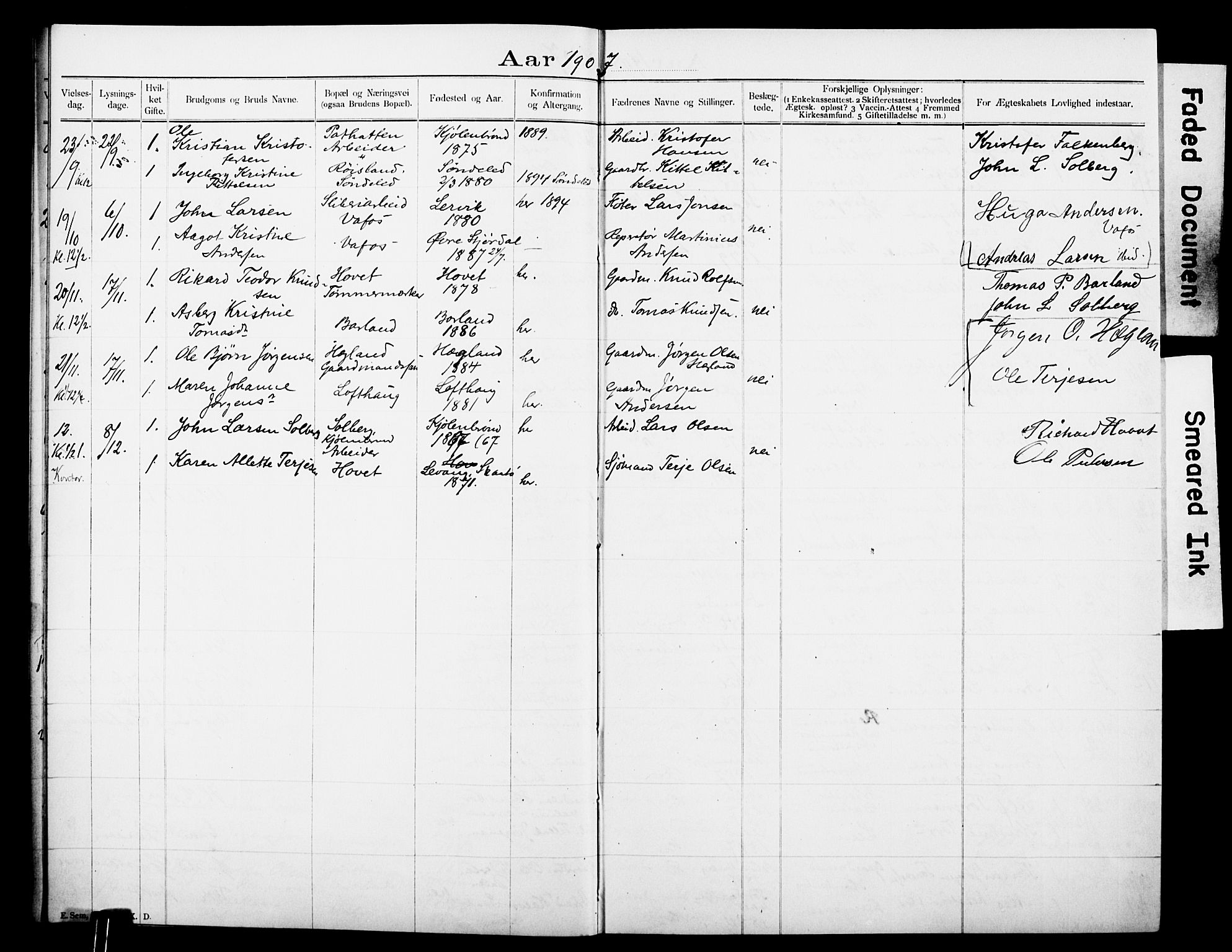 Sannidal kirkebøker, AV/SAKO-A-296/H/Ha/L0001: Banns register no. 1, 1900-1918