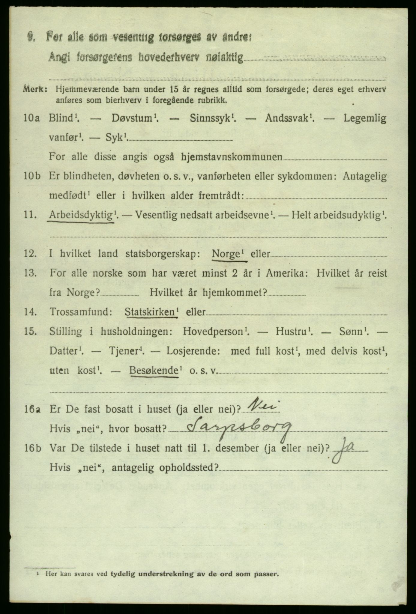 SAO, 1920 census for Torsnes, 1920, p. 488