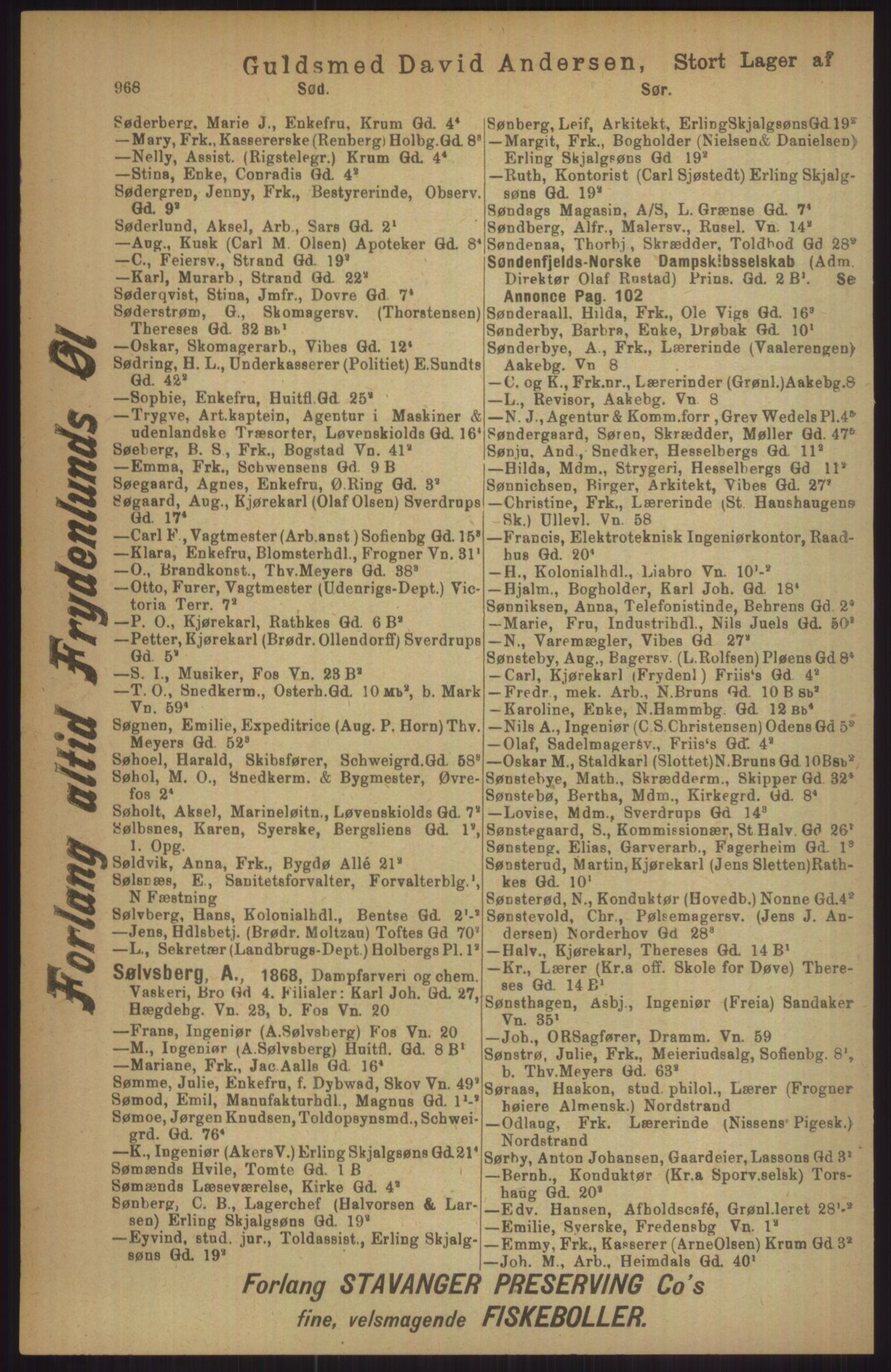 Kristiania/Oslo adressebok, PUBL/-, 1911, p. 968