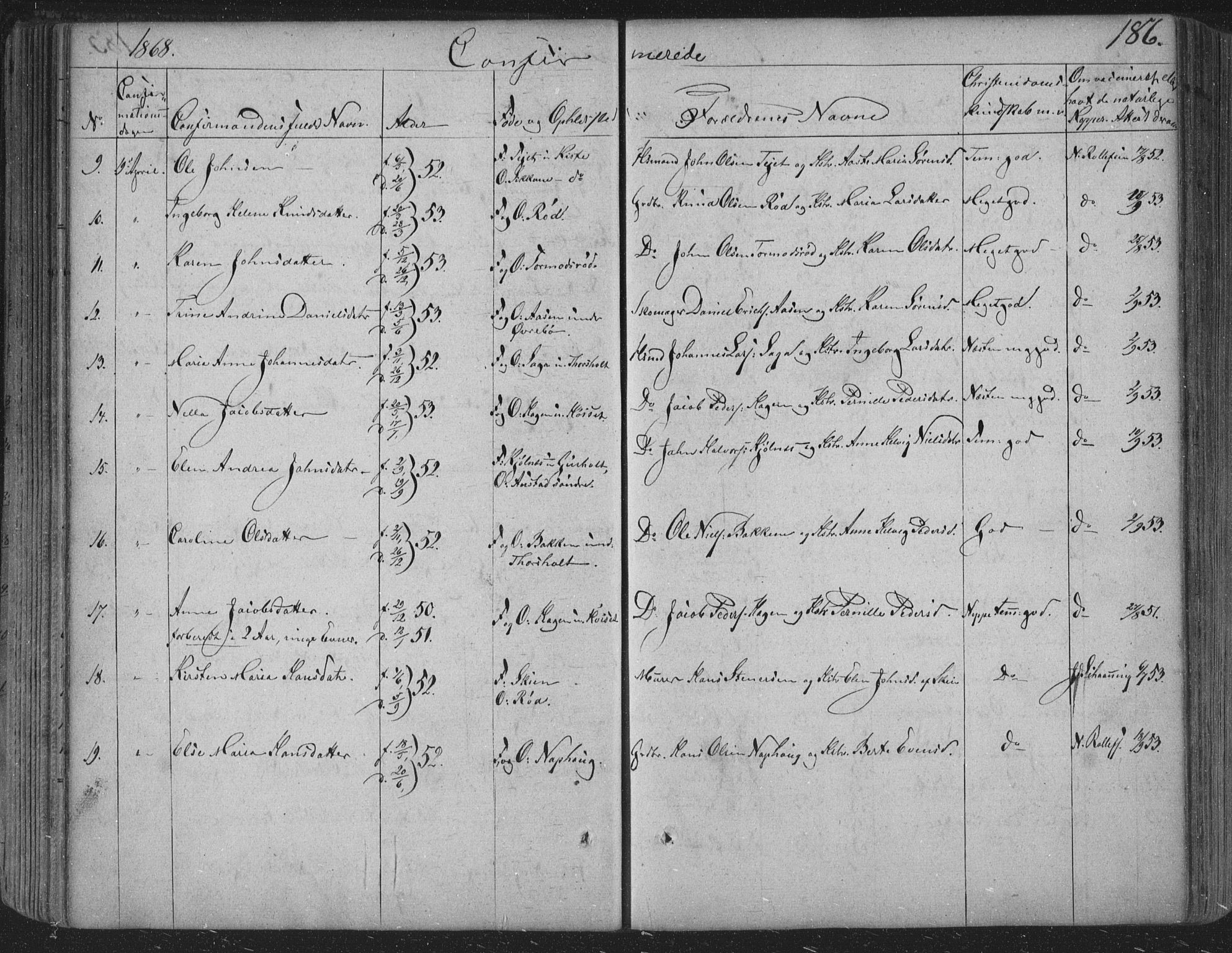 Siljan kirkebøker, SAKO/A-300/F/Fa/L0001: Parish register (official) no. 1, 1831-1870, p. 186