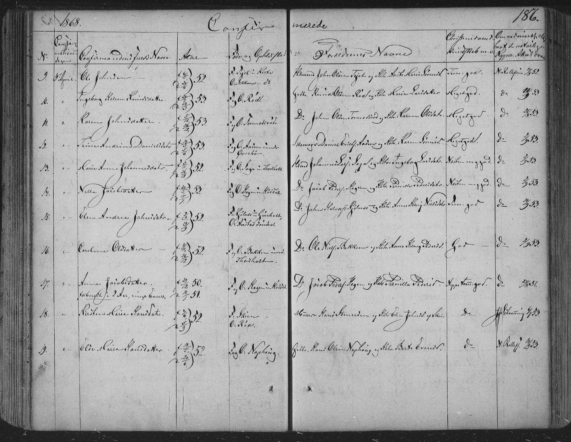 Siljan kirkebøker, AV/SAKO-A-300/F/Fa/L0001: Parish register (official) no. 1, 1831-1870, p. 186