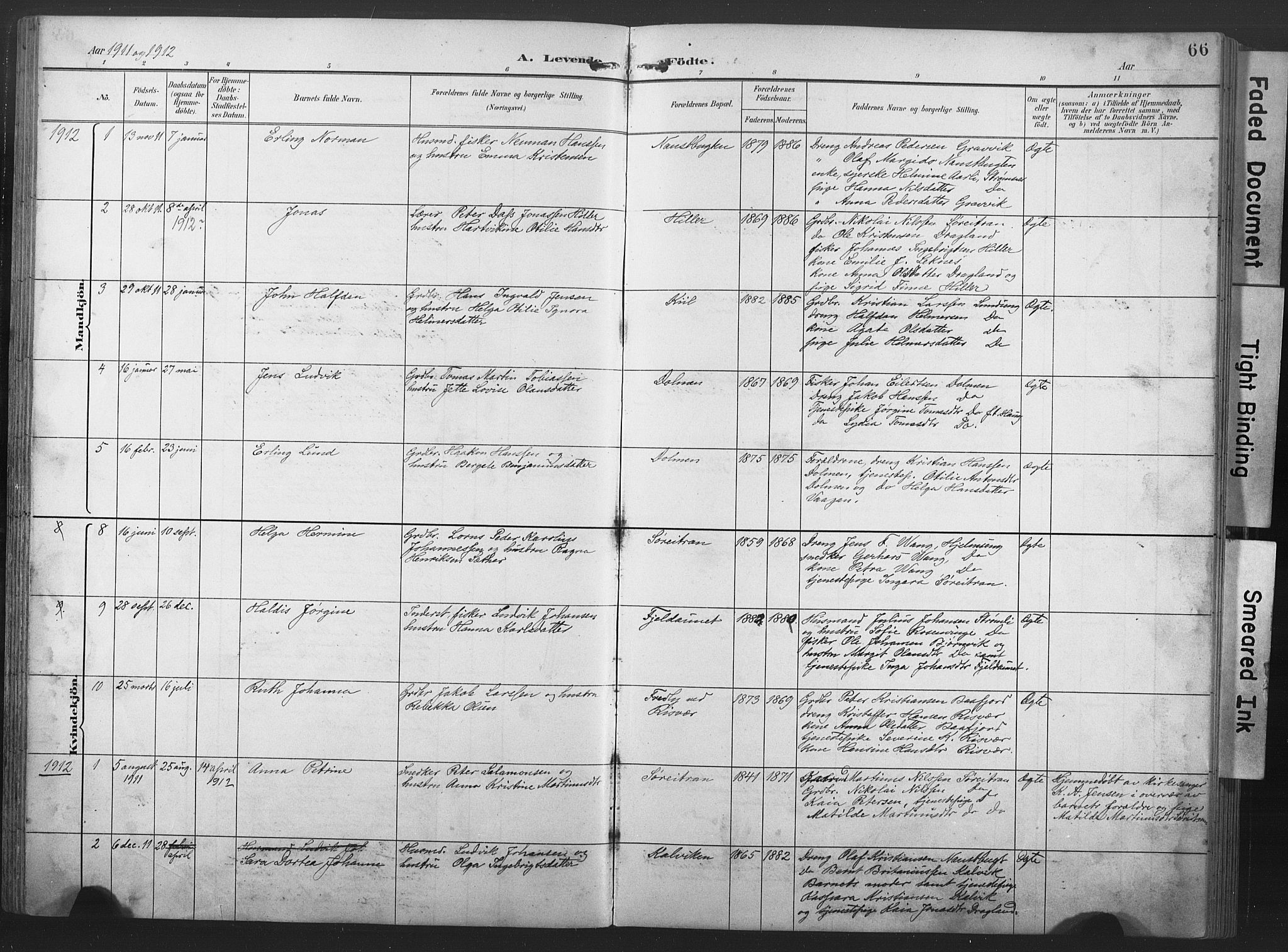 Ministerialprotokoller, klokkerbøker og fødselsregistre - Nord-Trøndelag, SAT/A-1458/789/L0706: Parish register (copy) no. 789C01, 1888-1931, p. 66