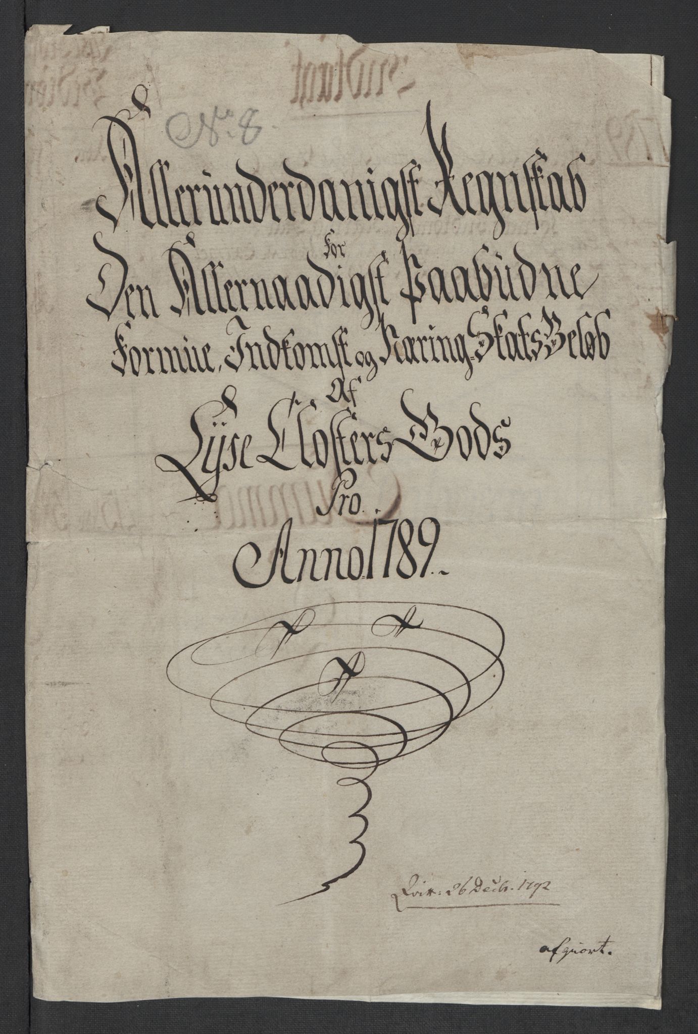 Rentekammeret inntil 1814, Reviderte regnskaper, Mindre regnskaper, AV/RA-EA-4068/Rf/Rfe/L0022: Lista fogderi, Lyse kloster, 1789, p. 78