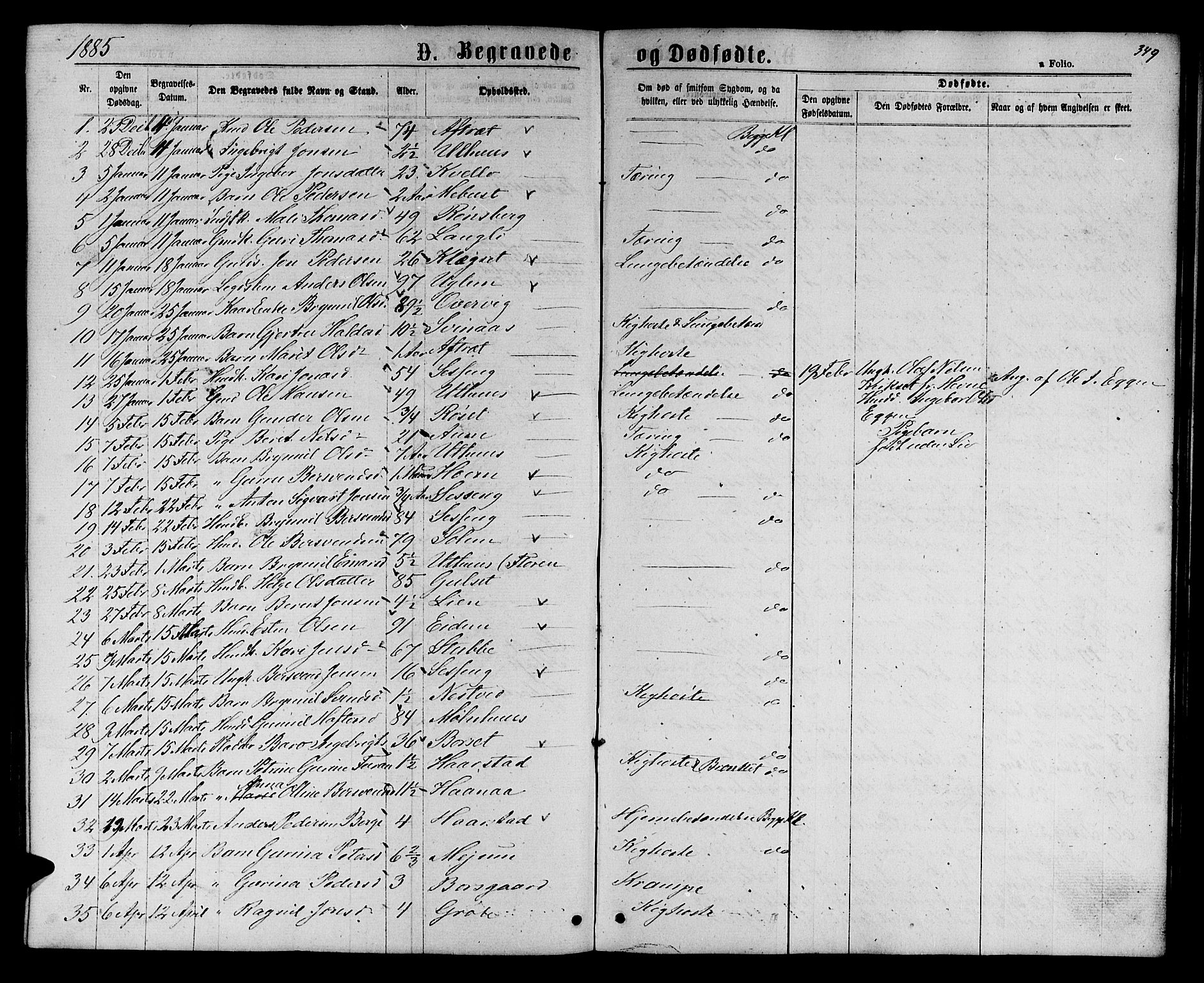 Ministerialprotokoller, klokkerbøker og fødselsregistre - Sør-Trøndelag, SAT/A-1456/695/L1156: Parish register (copy) no. 695C07, 1869-1888, p. 349