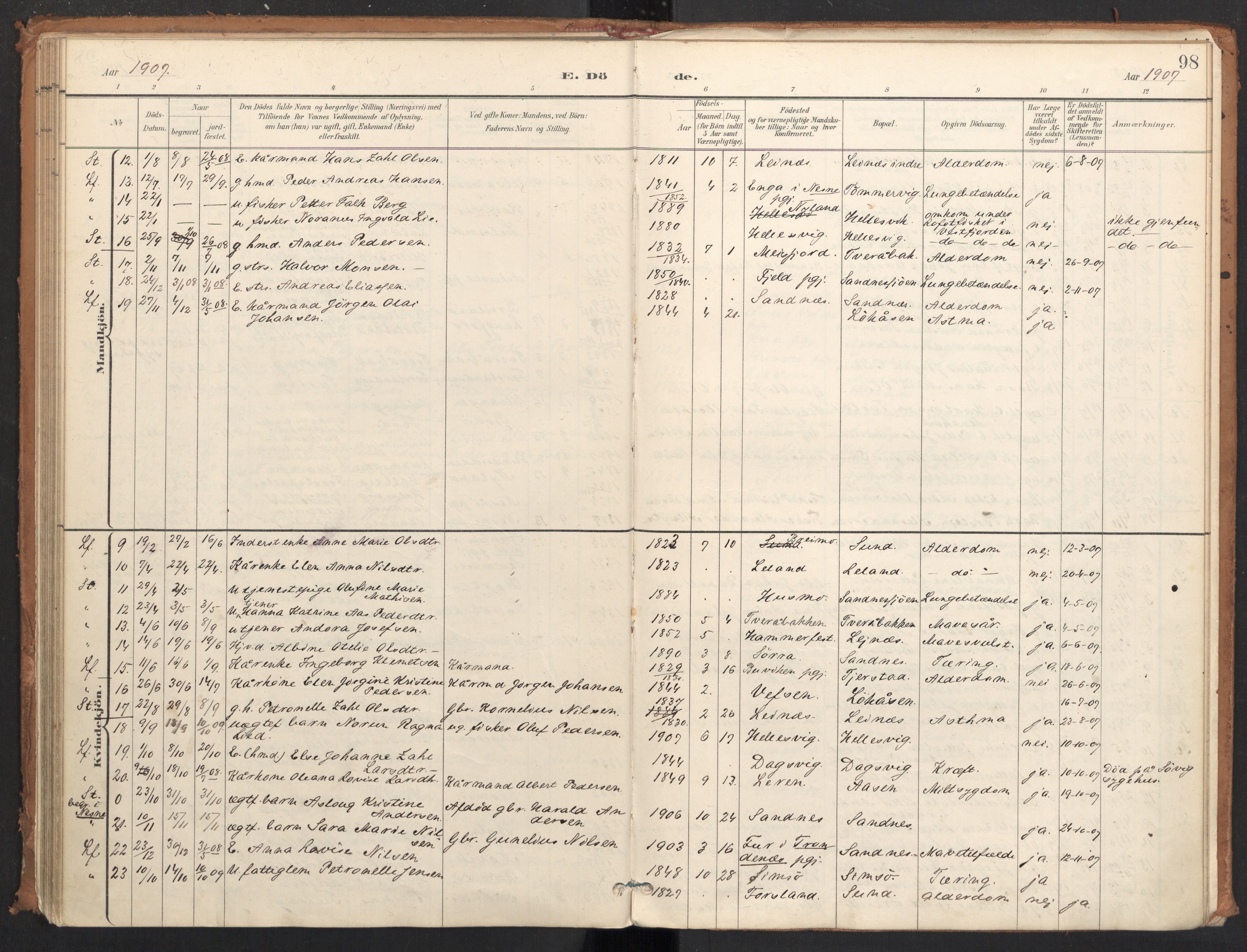 Ministerialprotokoller, klokkerbøker og fødselsregistre - Nordland, AV/SAT-A-1459/831/L0472: Parish register (official) no. 831A03, 1897-1912, p. 98