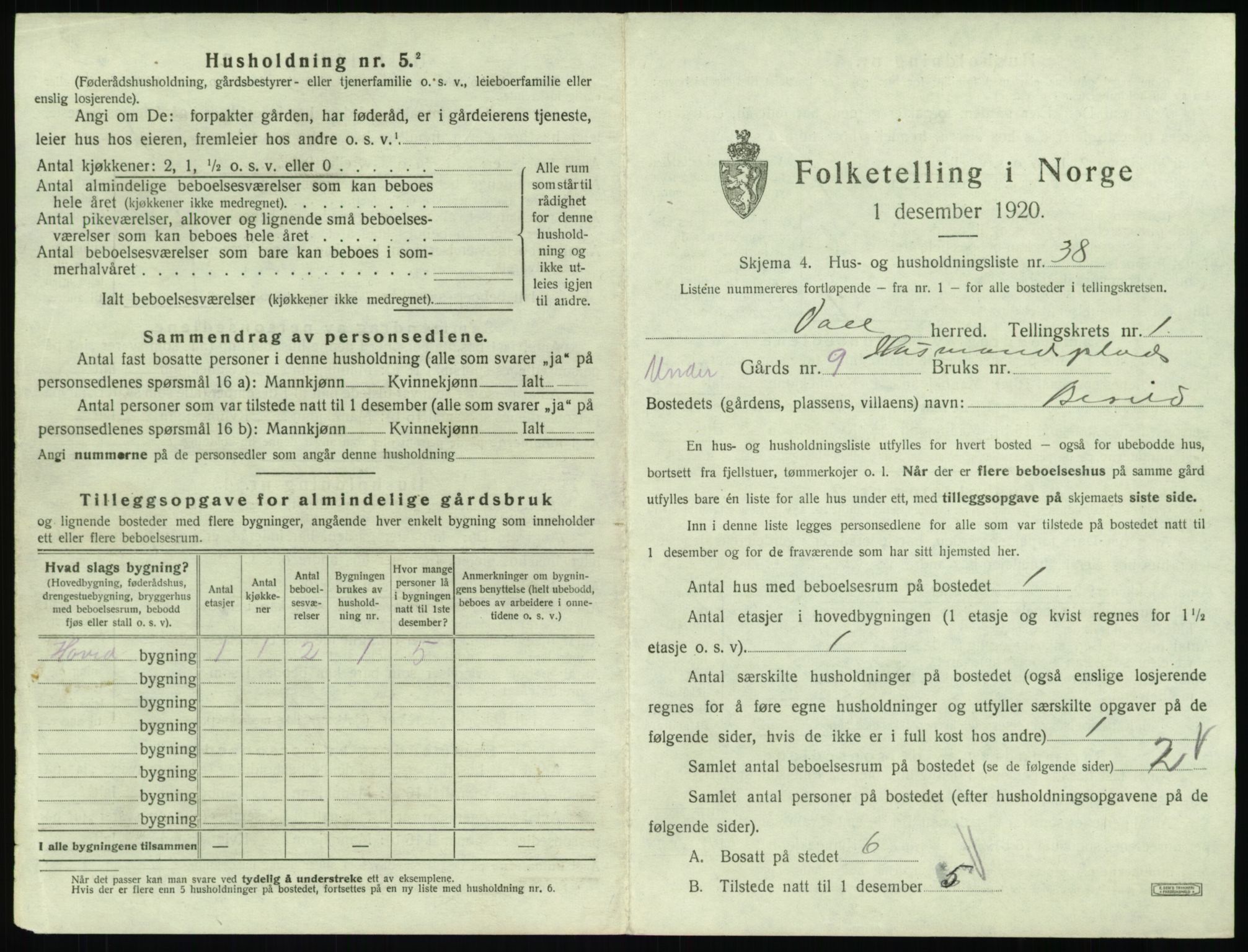 SAT, 1920 census for Voll, 1920, p. 97