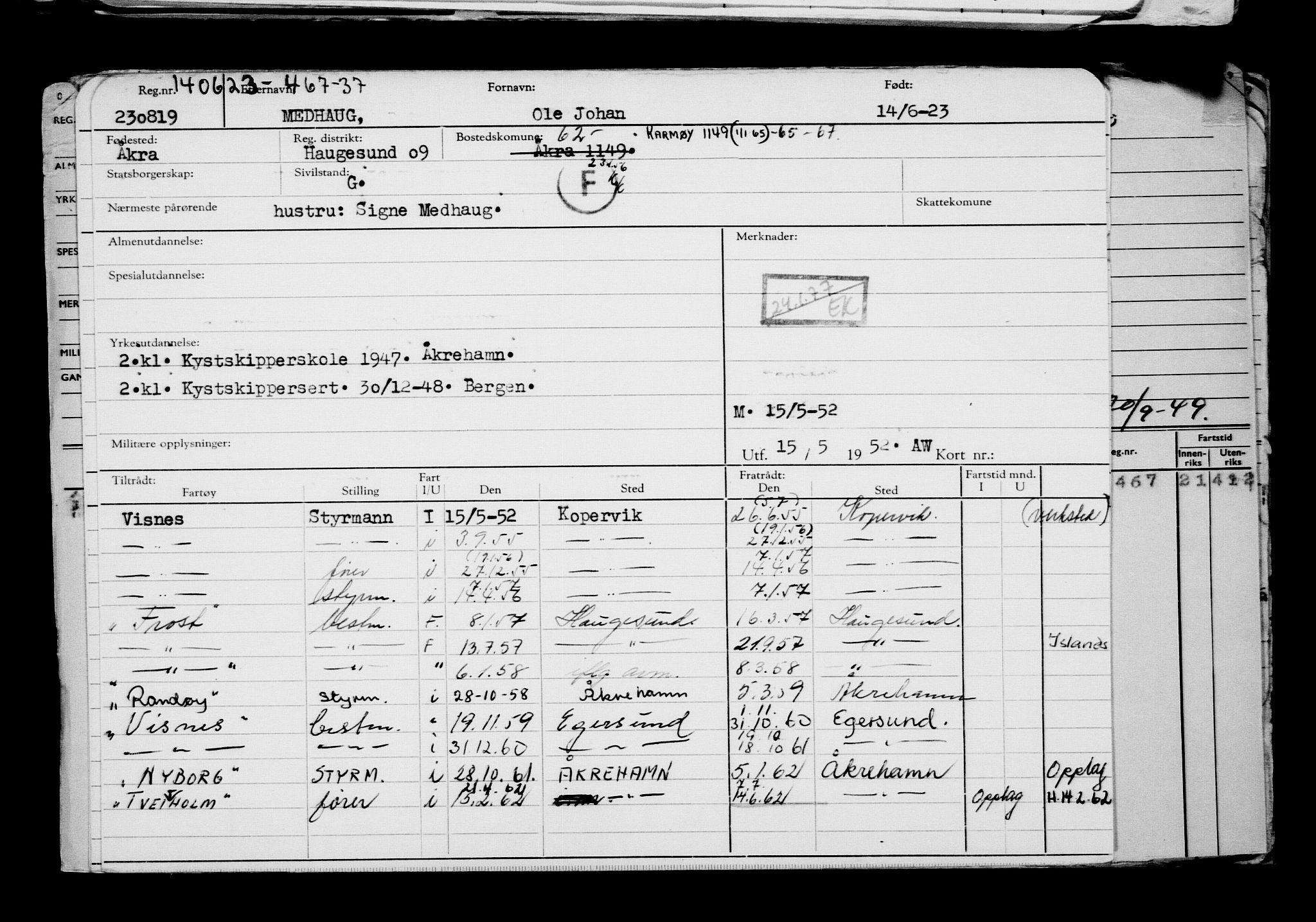 Direktoratet for sjømenn, AV/RA-S-3545/G/Gb/L0220: Hovedkort, 1923, p. 98