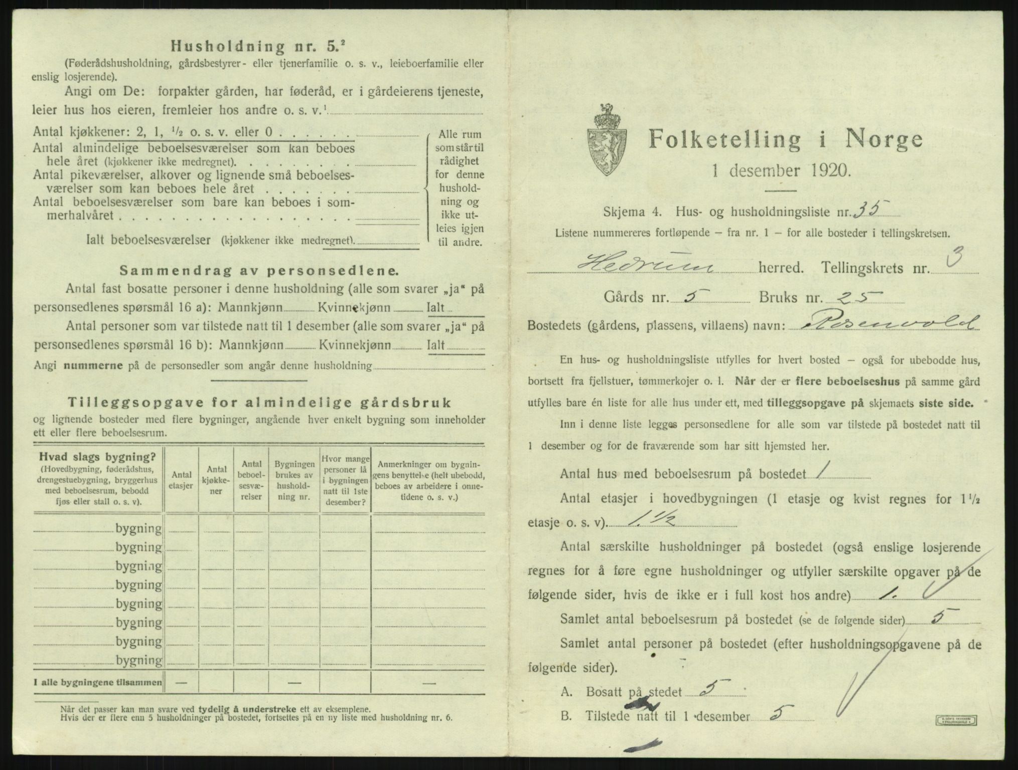 SAKO, 1920 census for Hedrum, 1920, p. 349